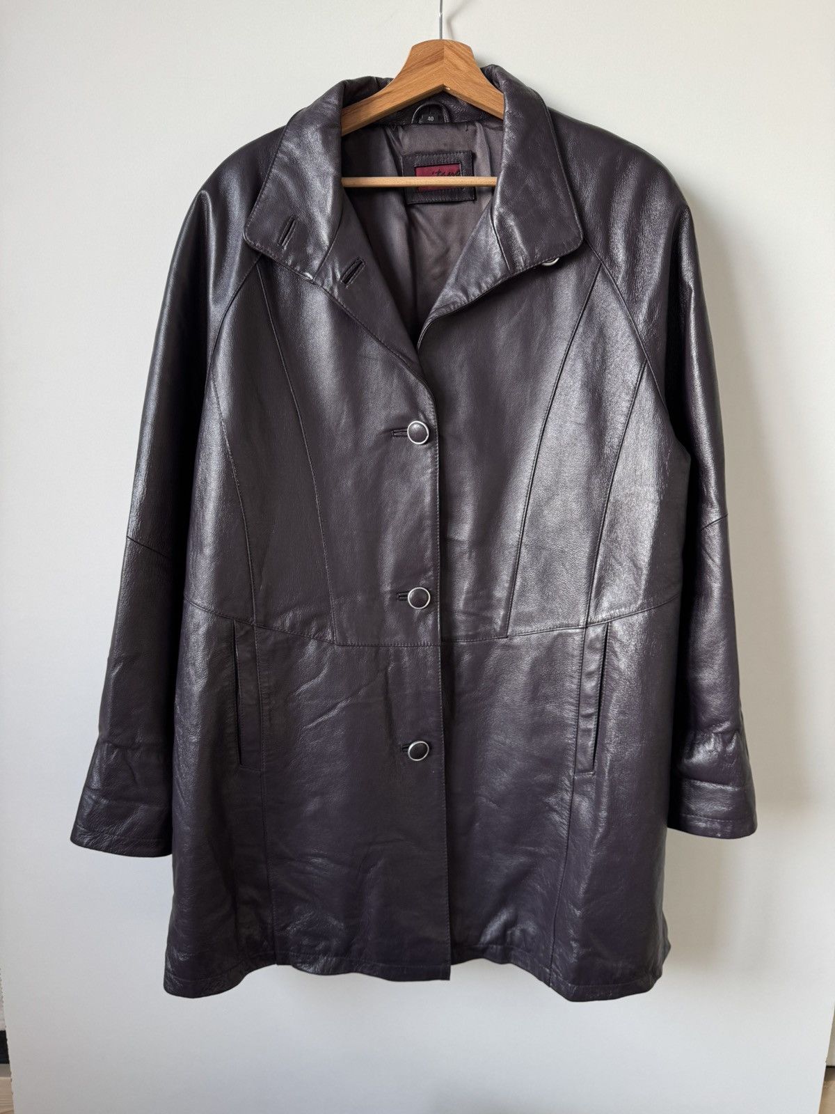 Genuine Leather × Vintage Vintage Purple Leather Jacket Coat Avant Garde Opium Washed Size L / US 10 / IT 46 - 8 Thumbnail