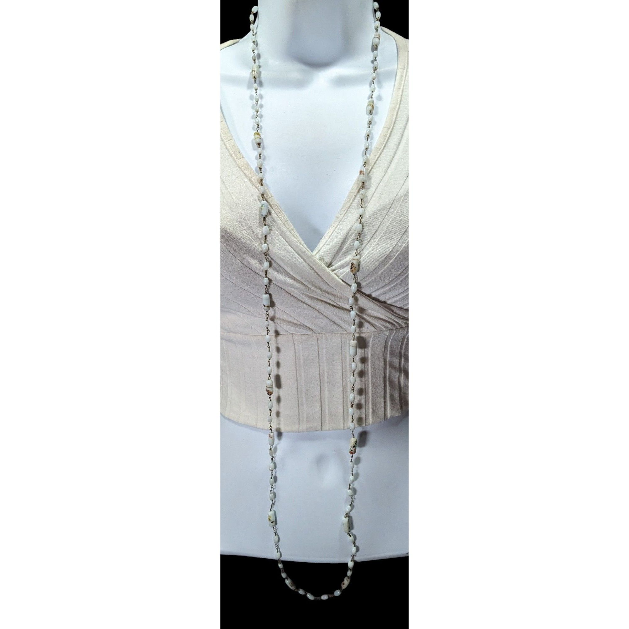 Other Vintage Handmade Mottled Rainbow Milk Glass Beaded Necklace Size ONE SIZE - 3 Thumbnail