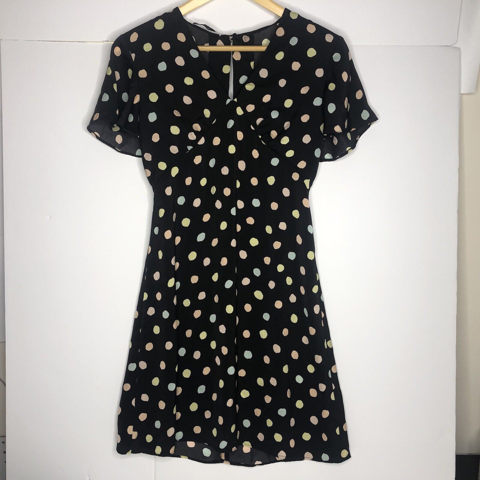 Mango Mango Y2K Black Spotted Dress Sz 4 Spotty Empire Bust Line Size S / US 4 / IT 40 - 4 Thumbnail