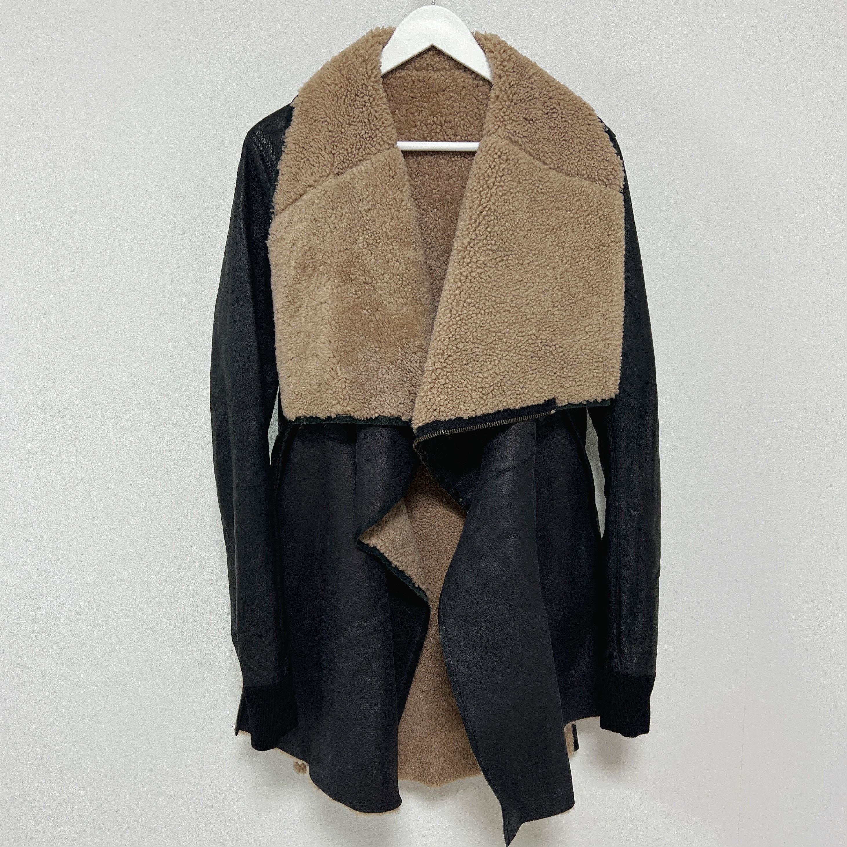 Rick Owens Rick Owens 10FW Long Shearling Moto Car Coat Size XS / US 0-2 / IT 36-38 - 2 Thumbnail