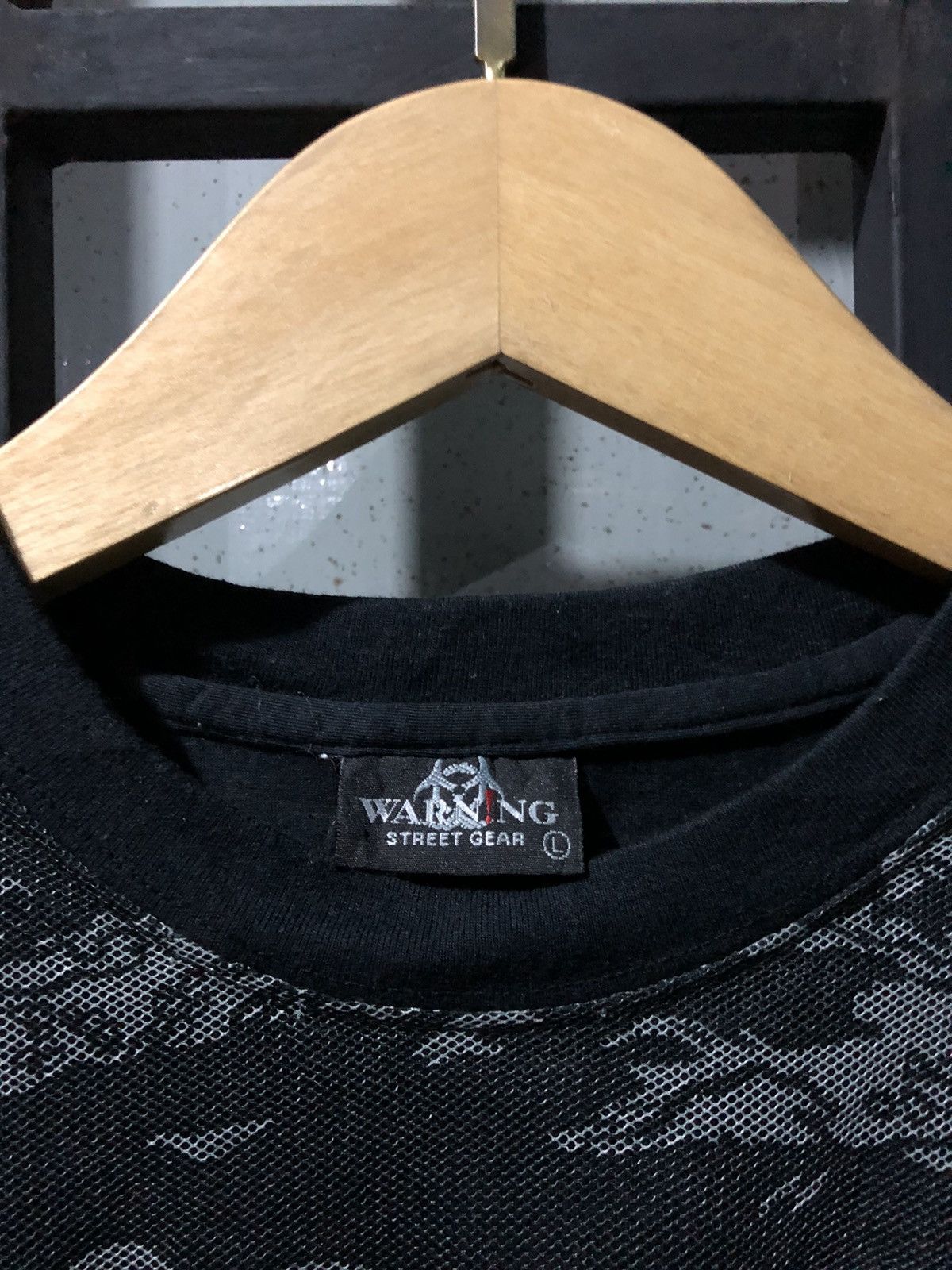 Japanese Brand Street Gear WARNING Biohazard Mesh Tribal Layered T-Shirt Size US L / EU 52-54 / 3 - 6 Thumbnail