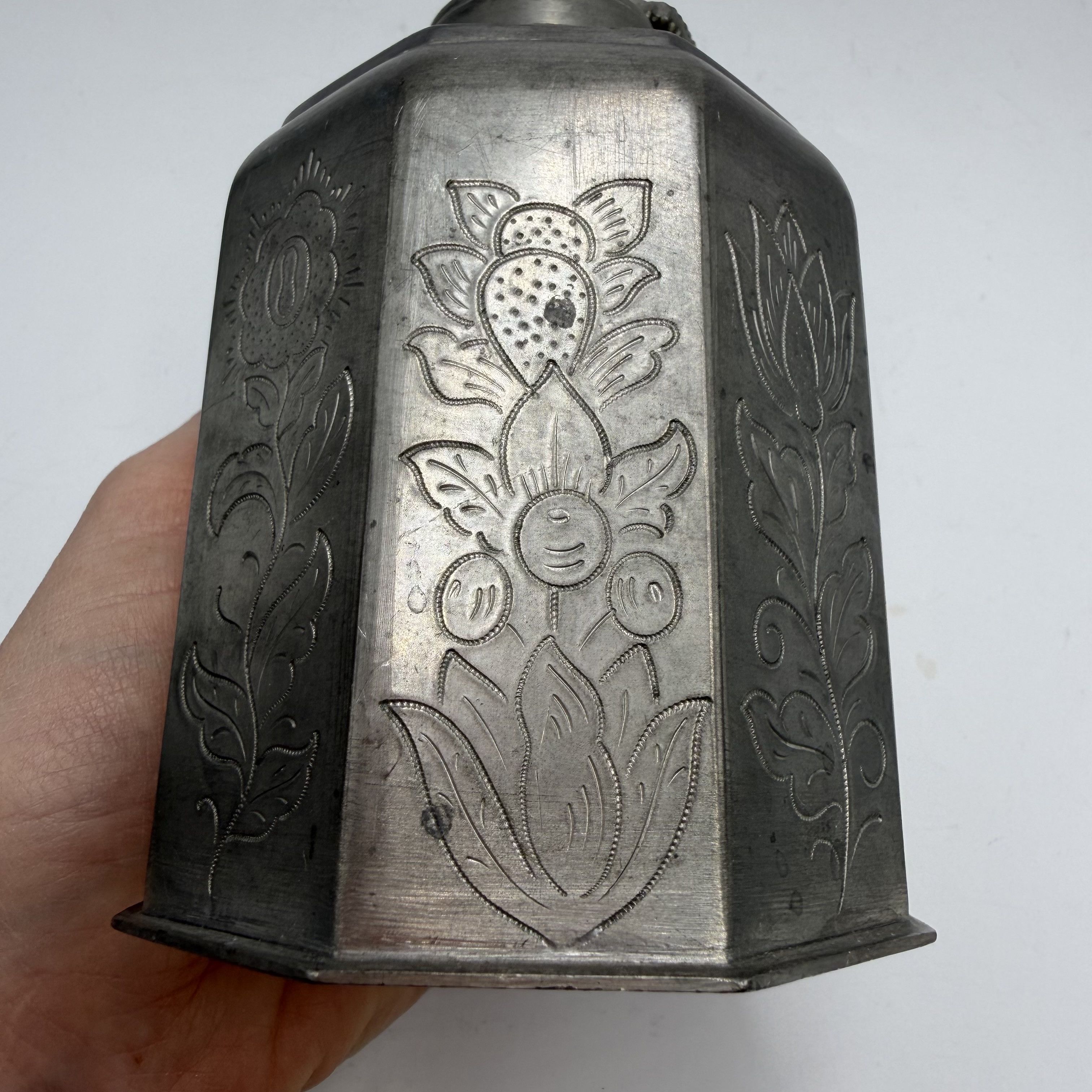 Vintage Vintage German Pewter Flask Octagonal Metal Bottle Size ONE SIZE - 4 Thumbnail