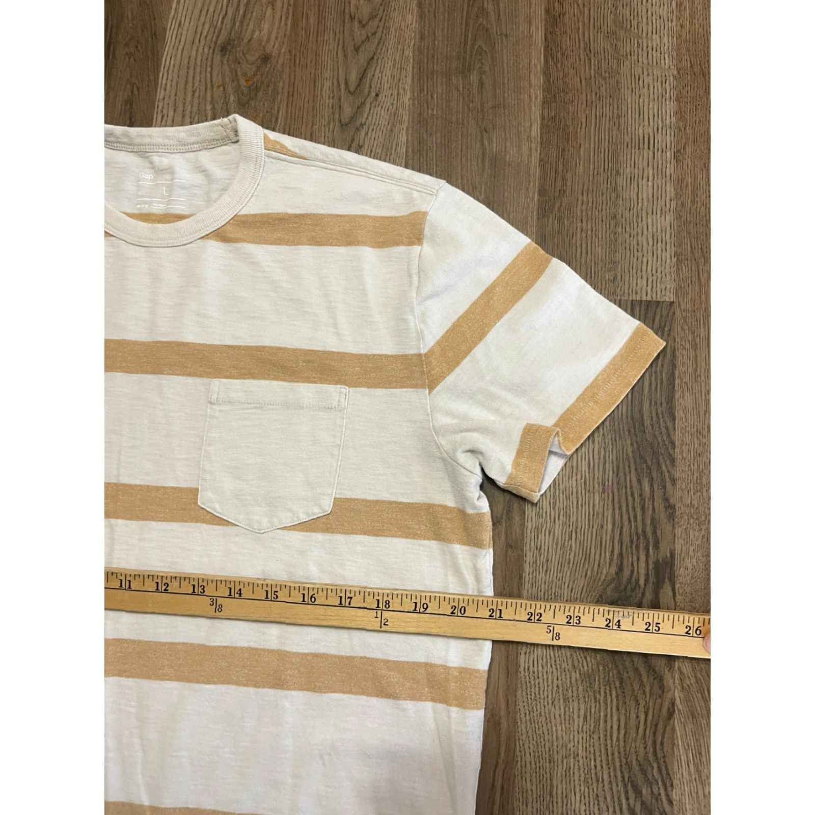 Gap Gap Shirt, Men’s Size L, Orange White Striped Pocket Tee, T-Shirt, Regular, Short Sleeve, White, Gap Size US L / EU 52-54 / 3 - 6 Thumbnail