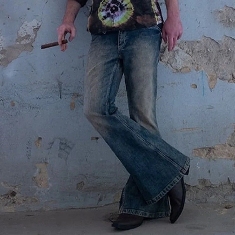 Japanese Brand × Vintage Jeans Men High Street Button Denim Flare Pants Size US 36 / EU 52 - 4 Thumbnail