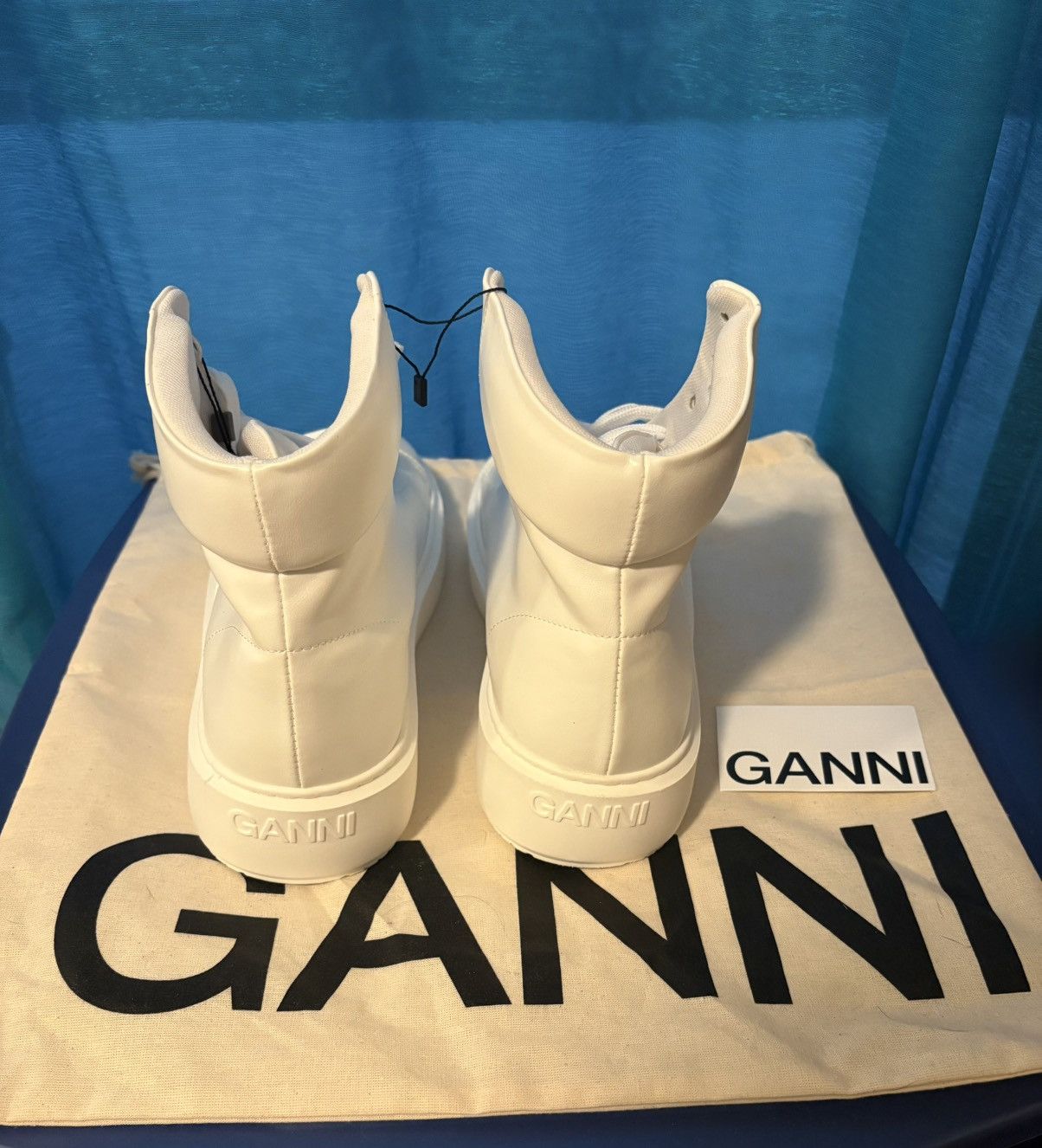 Ganni Ganni White Leather Hight Tops Size US 12 / IT 42 - 3 Thumbnail