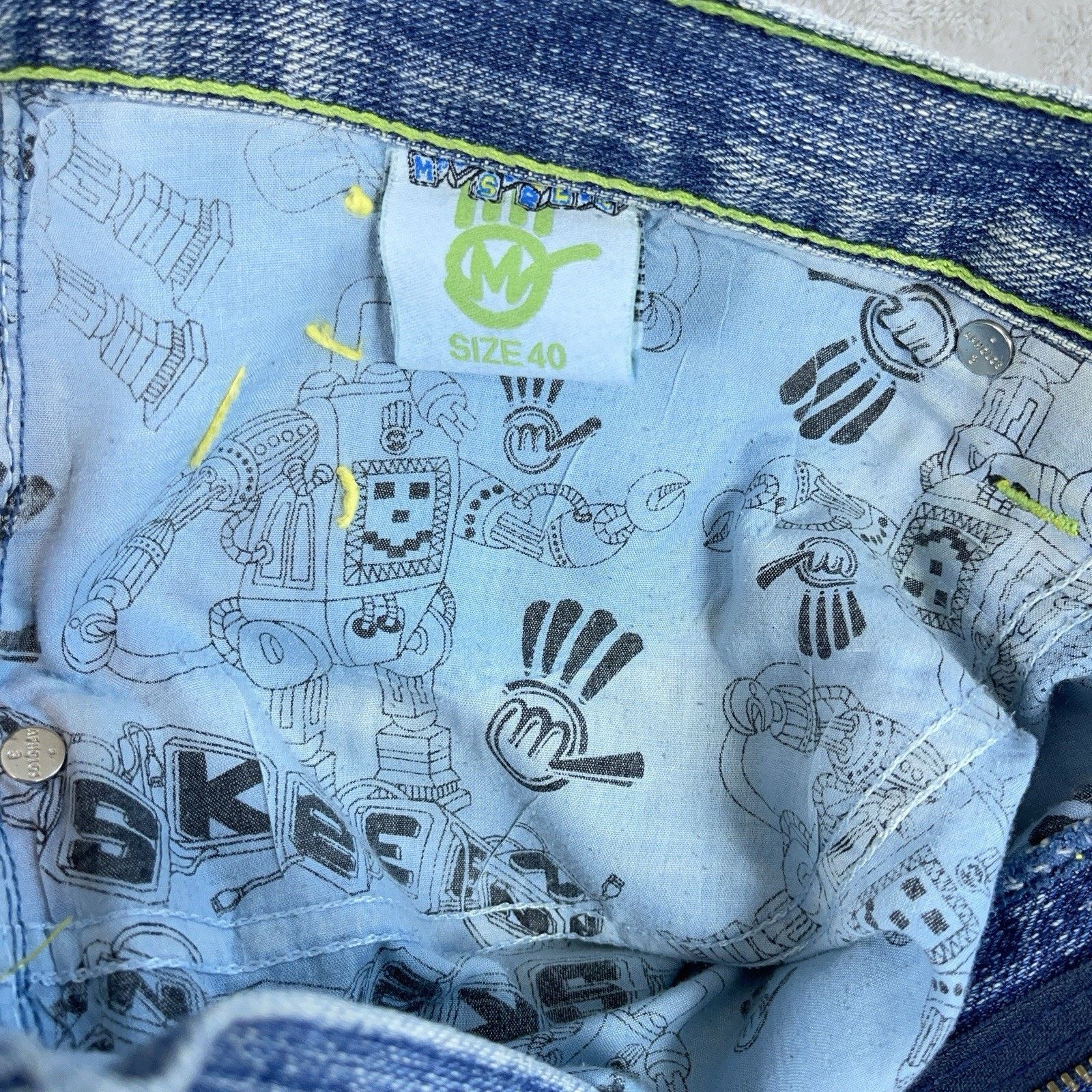Other Y2K Miskeen Originals Baggy Robot Denim Shorts Mens 40 Size US 40 / EU 56 - 10 Thumbnail