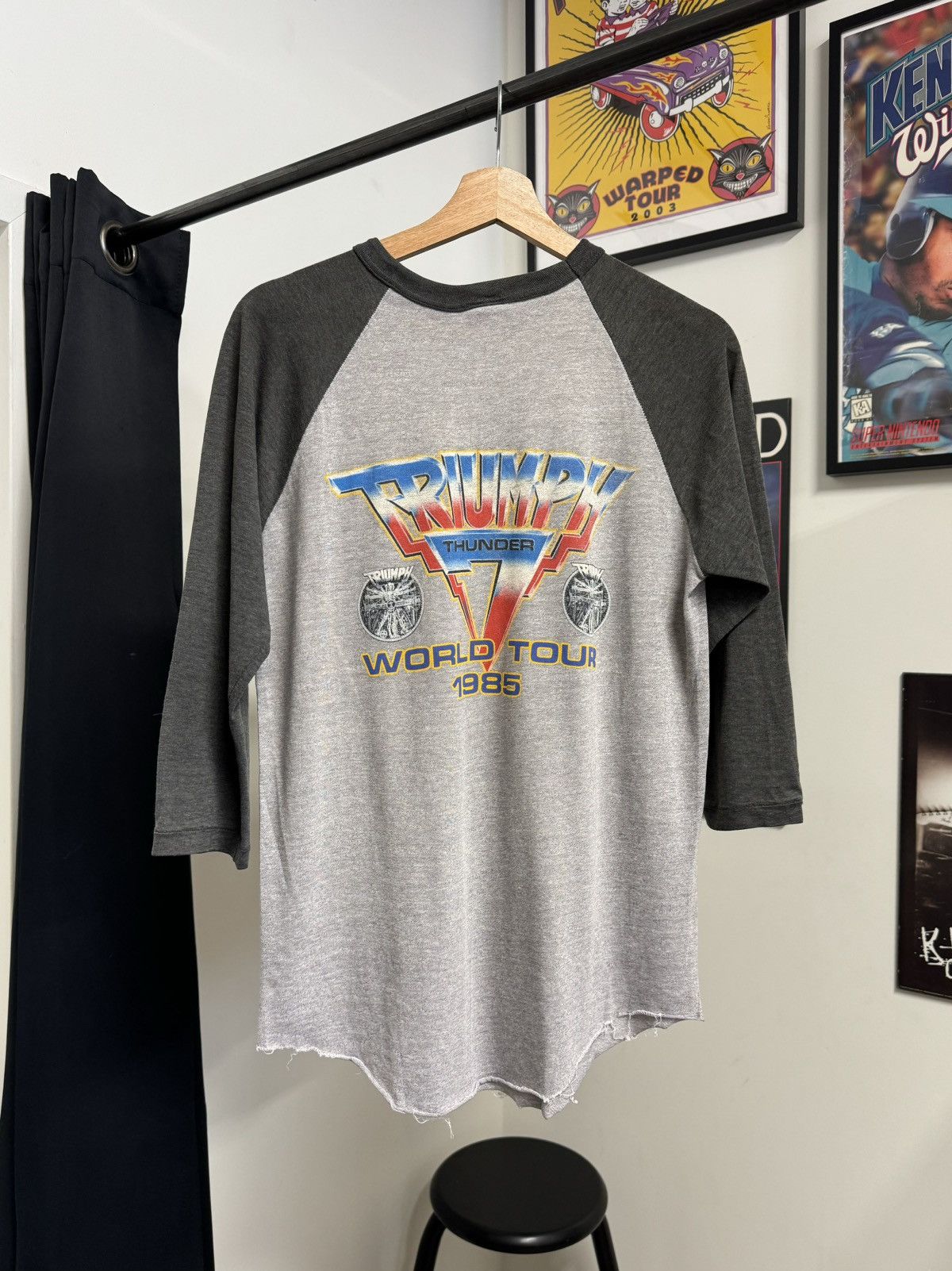 Band Tees × Vintage 1985 Triumph « Thunder » Baseball Tee Size US L / EU 52-54 / 3 - 3 Thumbnail