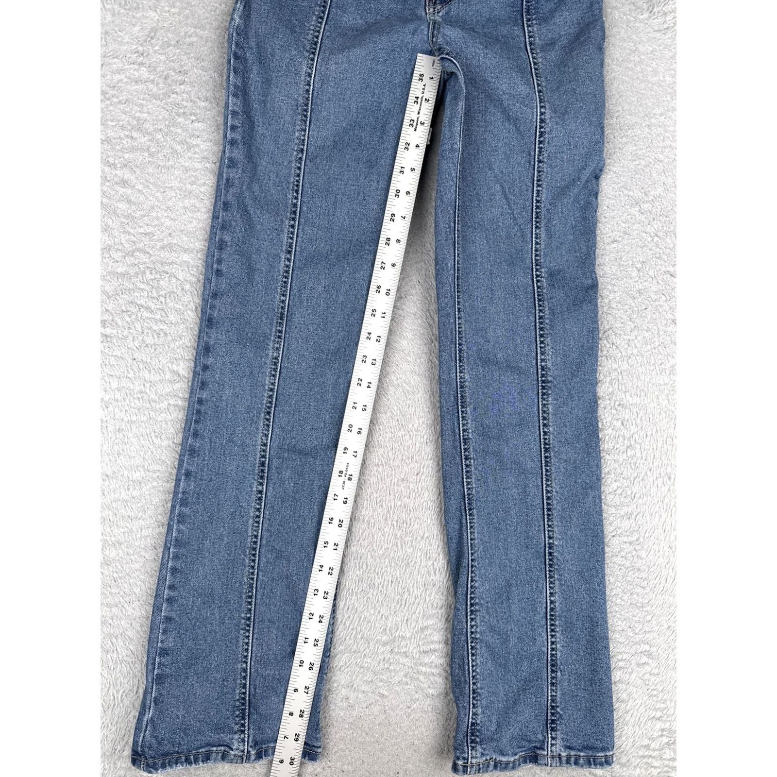 Vintage Indigo Rein Jeans Straight 3 Juniors Blue Medium Wash Distressed 25x32.5 Mid Rise White? Size 26" / US 2 / IT 38 - 7 Thumbnail