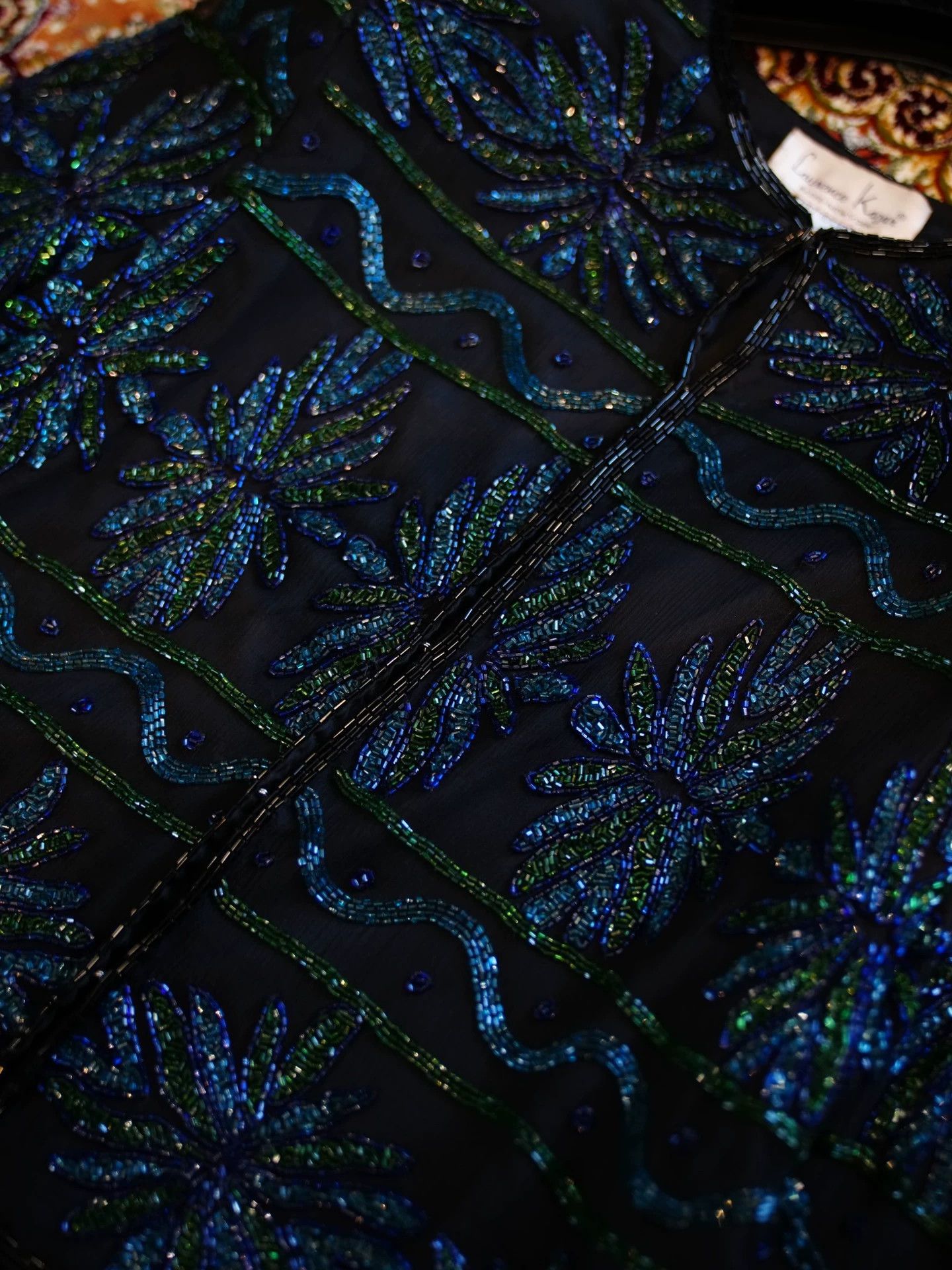 Vintage US Vintage Beaded Silk Dark Blue Jacket Women's L Size L / US 10 / IT 46 - 5 Thumbnail