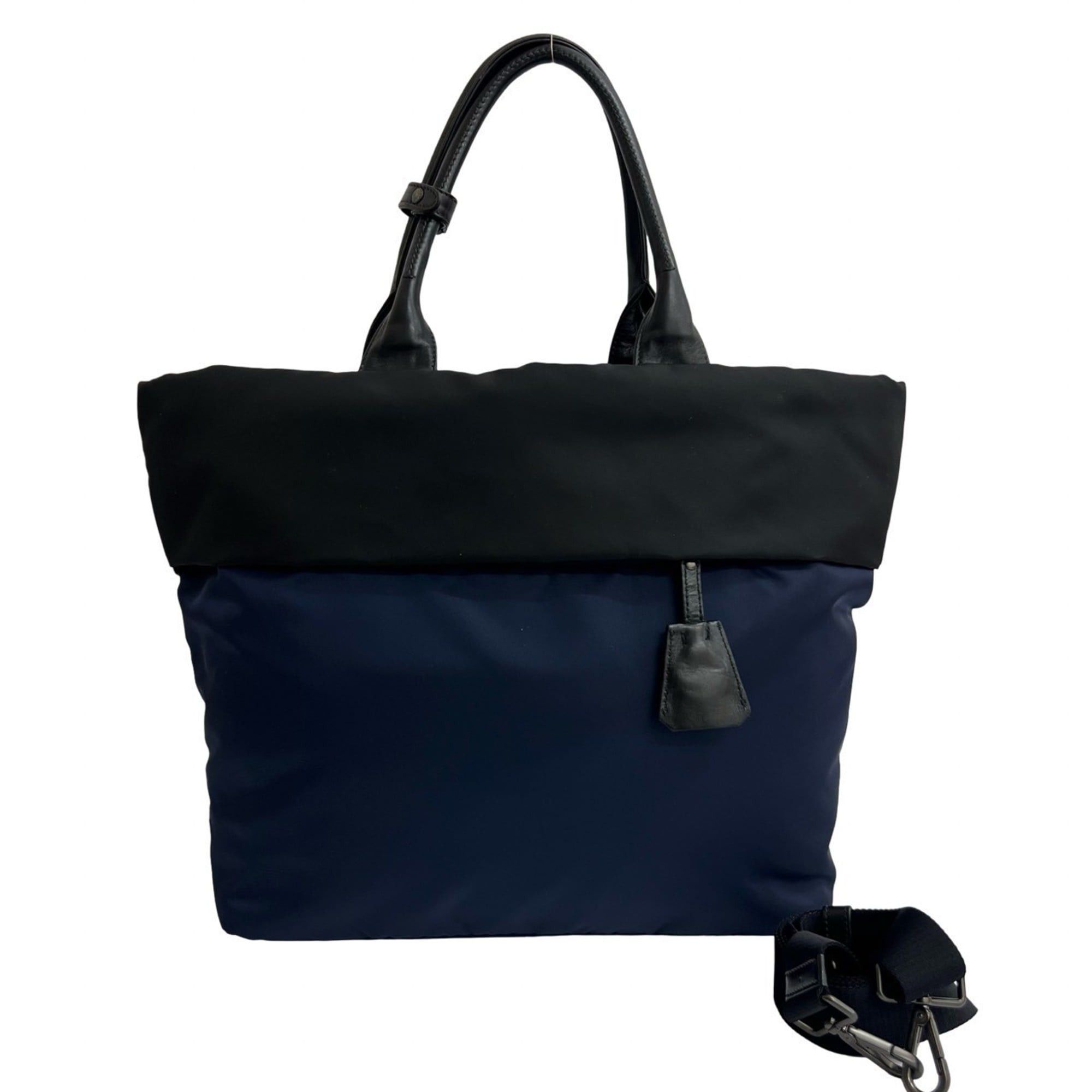 Prada PRADA Tessuto Nylon Leather 2-way Handbag Tote Bag Shoulder Black Navy 954-5 Size ONE SIZE - 1 Thumbnail