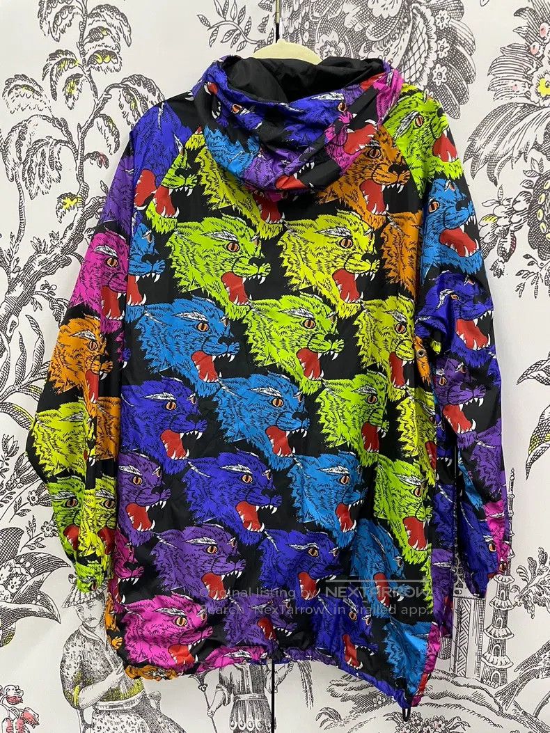 Gucci Gucci Colourful tiger head full-print graffiti hooded jack Size US XXS / EU 40 - 2 Thumbnail