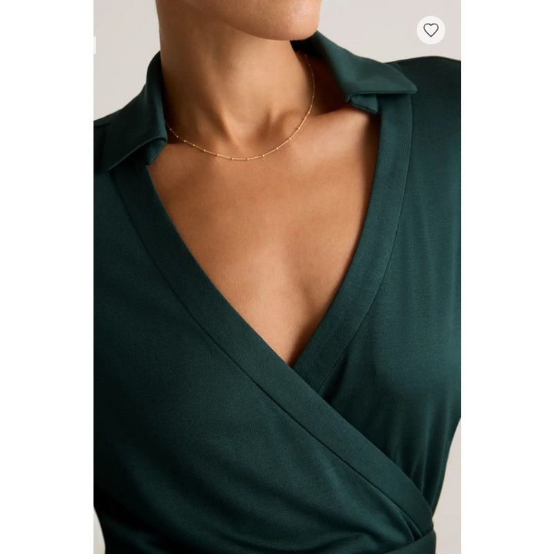 Quince Quince 100% Silk Jersey Mini Wrap Dress Evergreen Size XS Size XS / US 0-2 / IT 36-38 - 4 Thumbnail