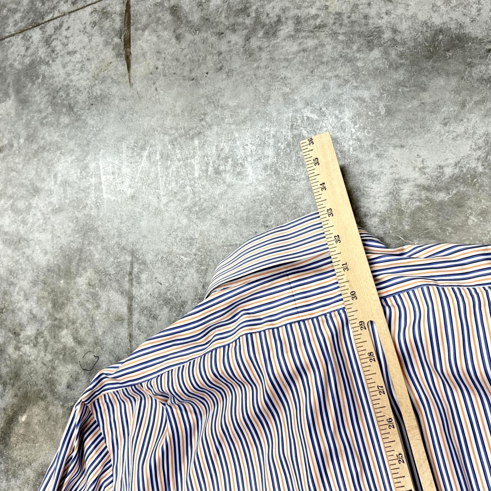 Polo Ralph Lauren Polo Ralph Lauren Shirt Mens 15.5 35 White Blue Orange Stripe Regent Custom Fit Shirt Size US L / EU 52-54 / 3 - 7 Thumbnail