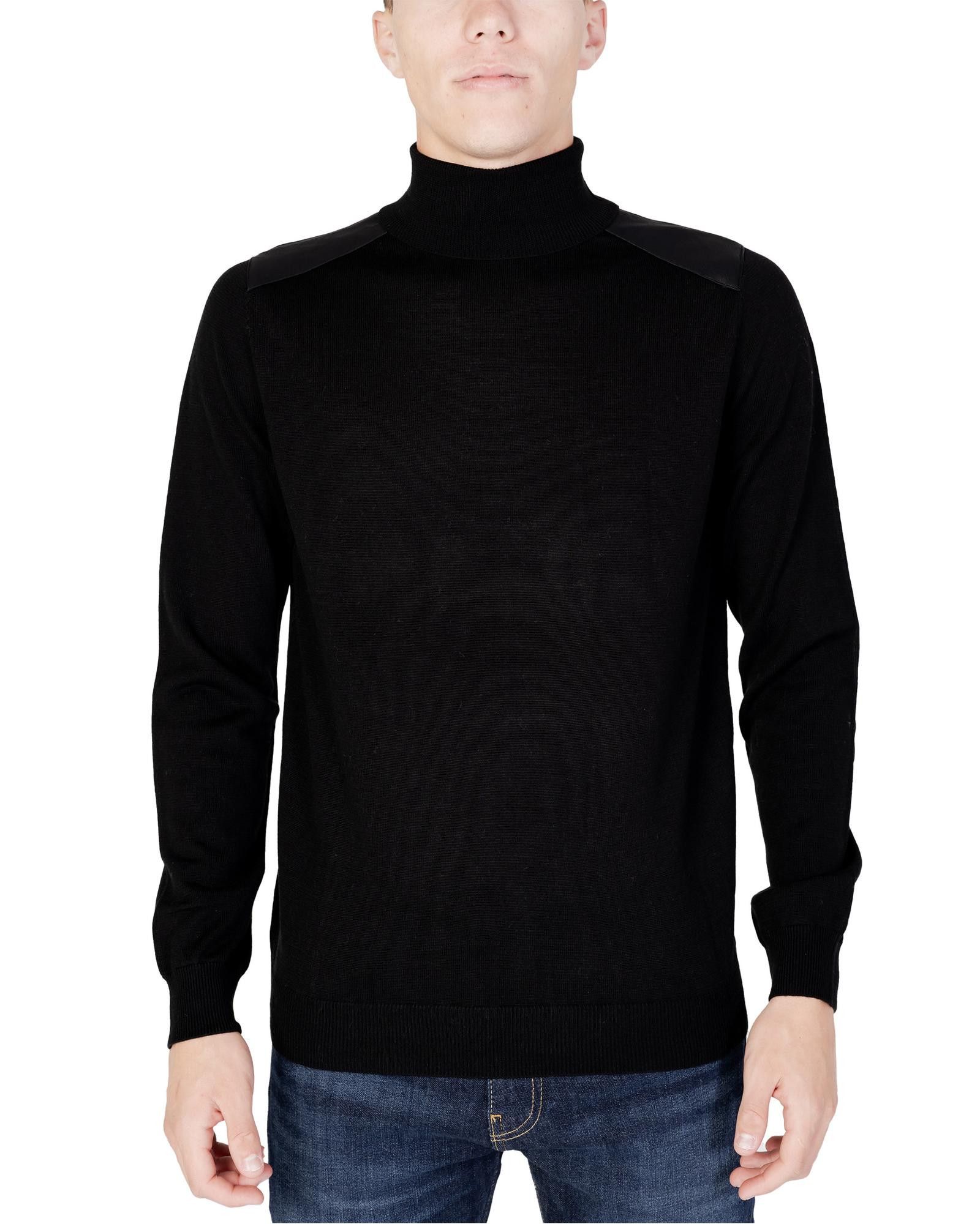 image of Antony Morato Plain Turtleneck Knitwear With Long Sleeves in Black, Men's (Size Medium)