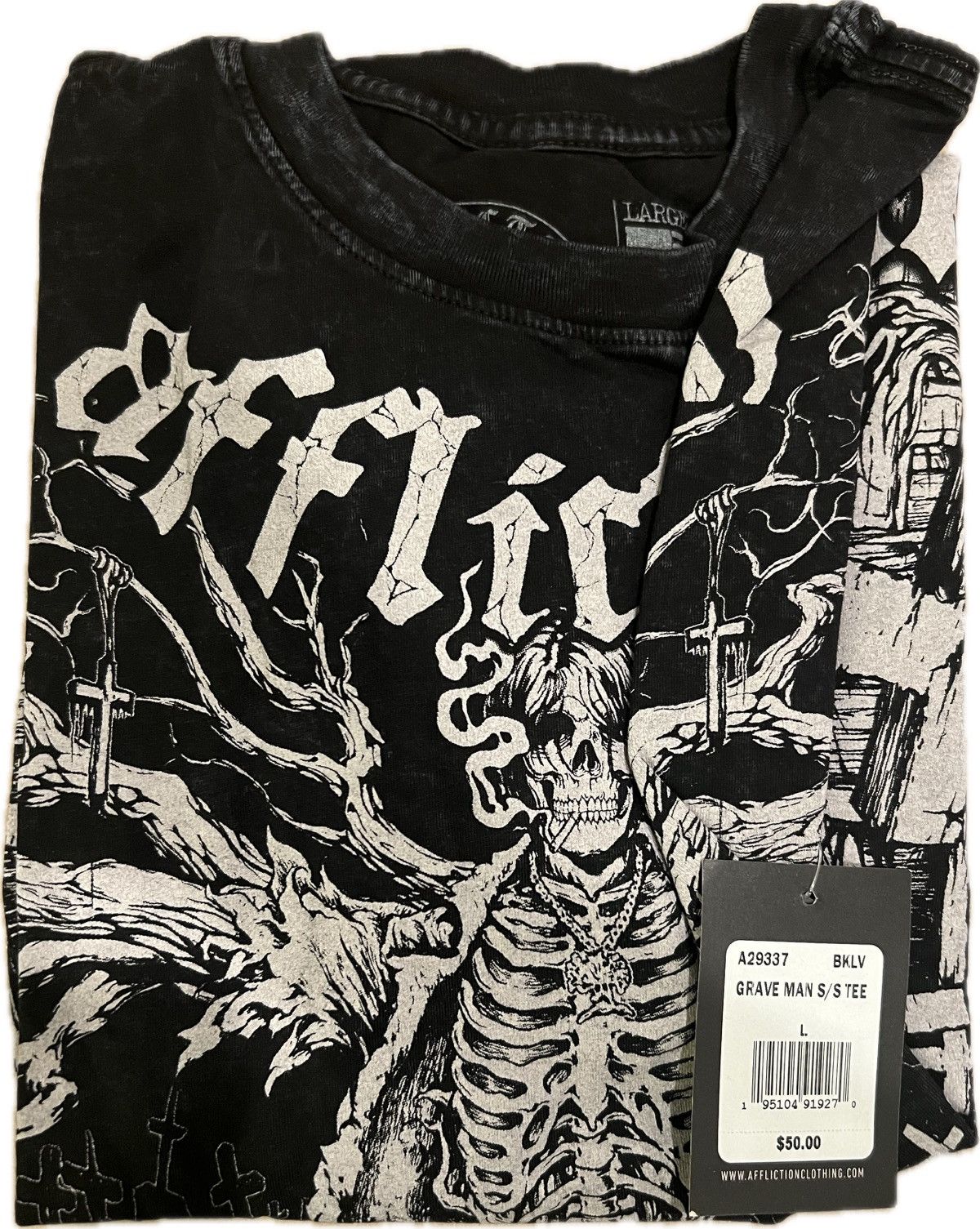 Affliction × Haunted Mound "Semetary Grave Man" Graphic Tee Size US L / EU 52-54 / 3 - 3 Thumbnail