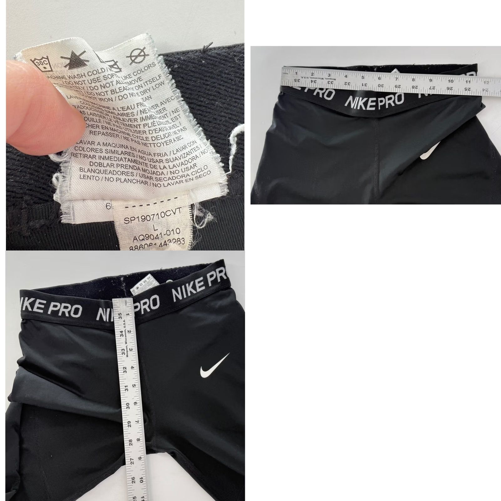 Nike Nike Cropped Womens L Black Pro Training Leggings Women White Logo Athletic Apparel Size 36" / US 14 / IT 50 - 8 Thumbnail