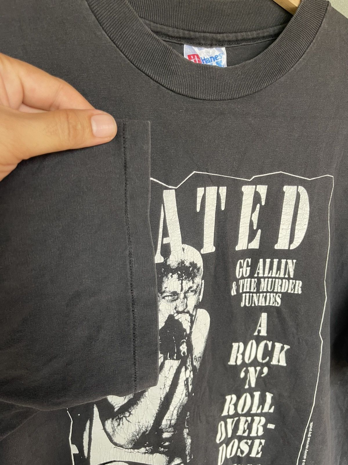 Band Tees Vintage 90's GG Allin & Murder Junkies HATED Sun Faded Tee Size US L / EU 52-54 / 3 - 4 Thumbnail