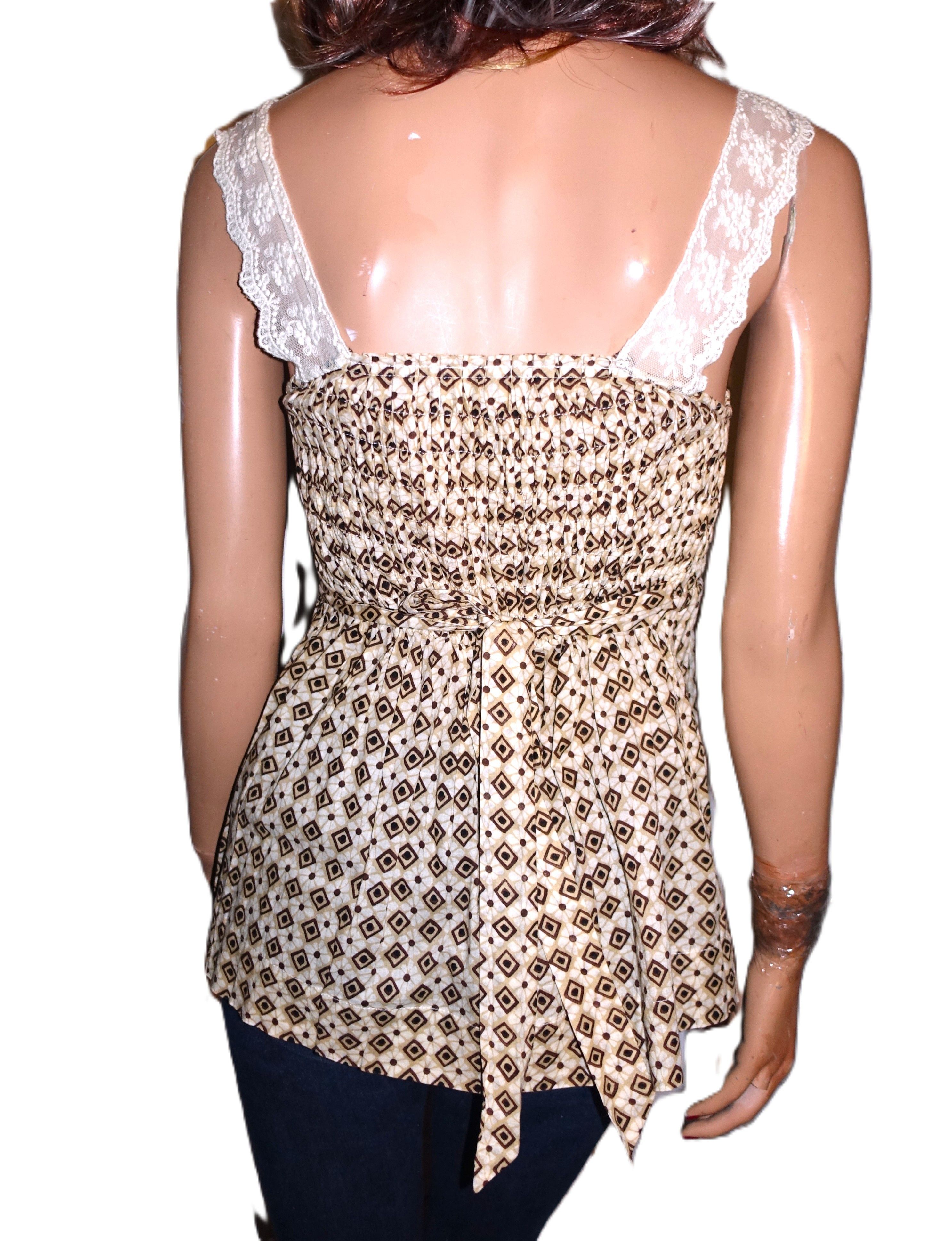 Other Lolita Brown Beige Crinkle Boho Tank Top S Size S / US 4 / IT 40 - 6 Thumbnail