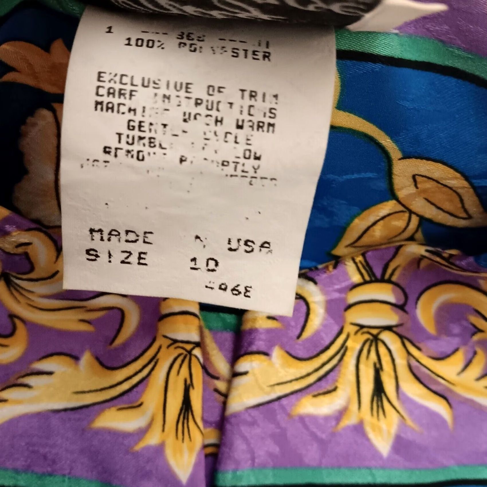 Vintage VINTAGE Lady Carol Of New York Skirt Shirt Set 10 Blue Gold Button Floral Shimm Size L / US 10 / IT 46 - 4 Thumbnail