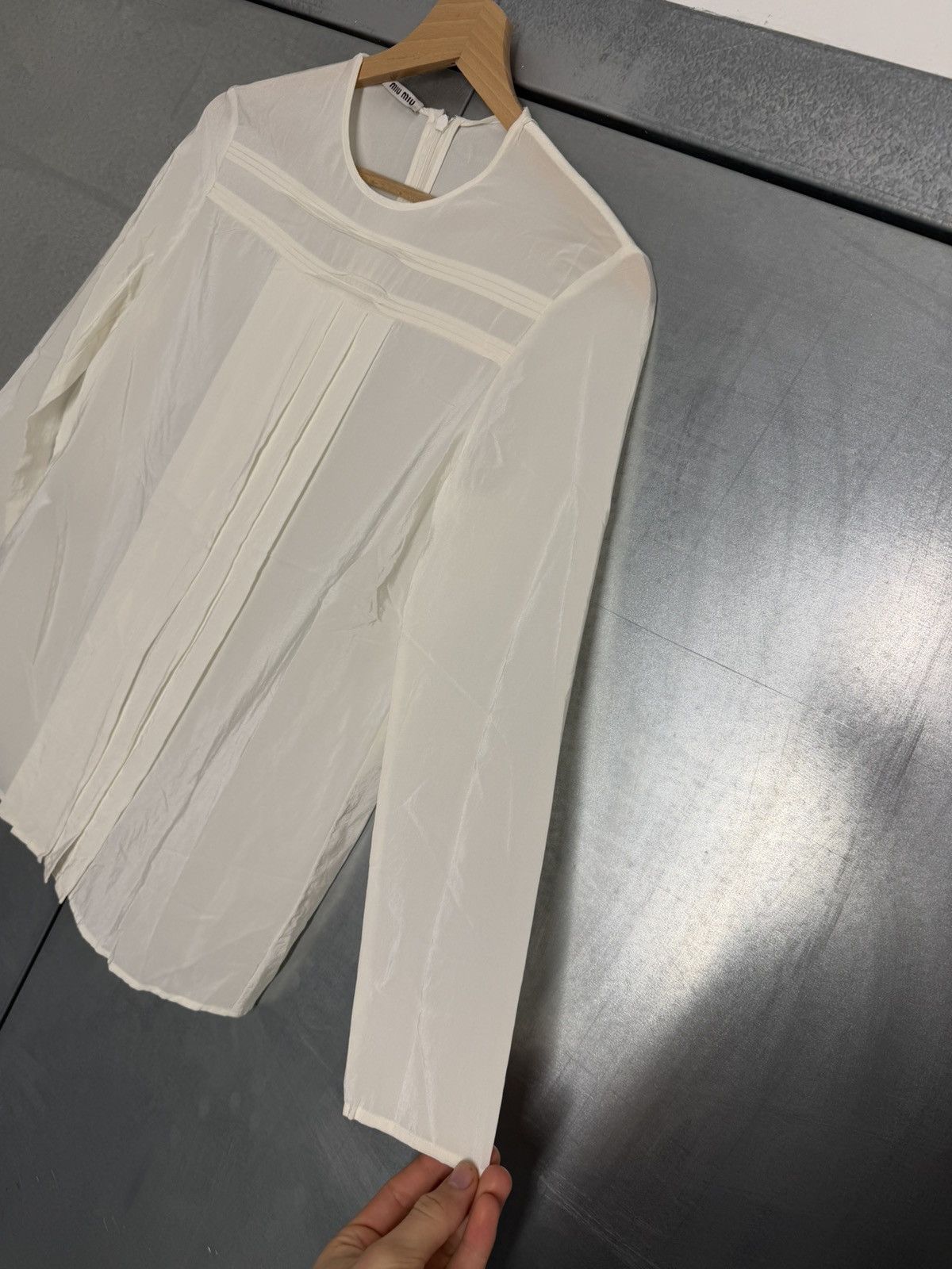 Miu Miu Miu Miu Silk 1/3 Back Zip Blouse Size S / US 4 / IT 40 - 6 Thumbnail