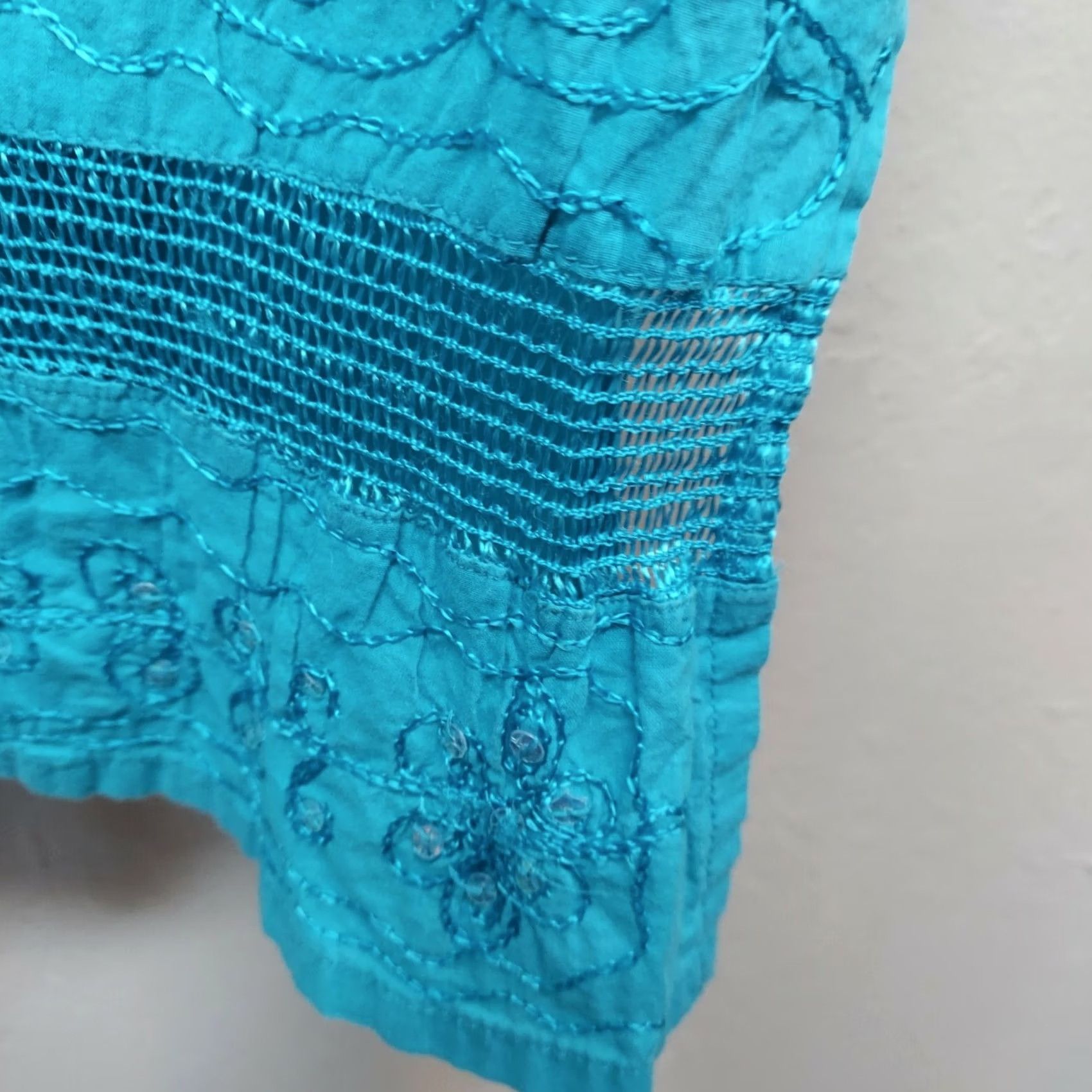 Doublet Double Decker Womens Tunic Top Floral Embroidered 3/4 Sleeve Turquoise One Size Size ONE SIZE - 6 Thumbnail