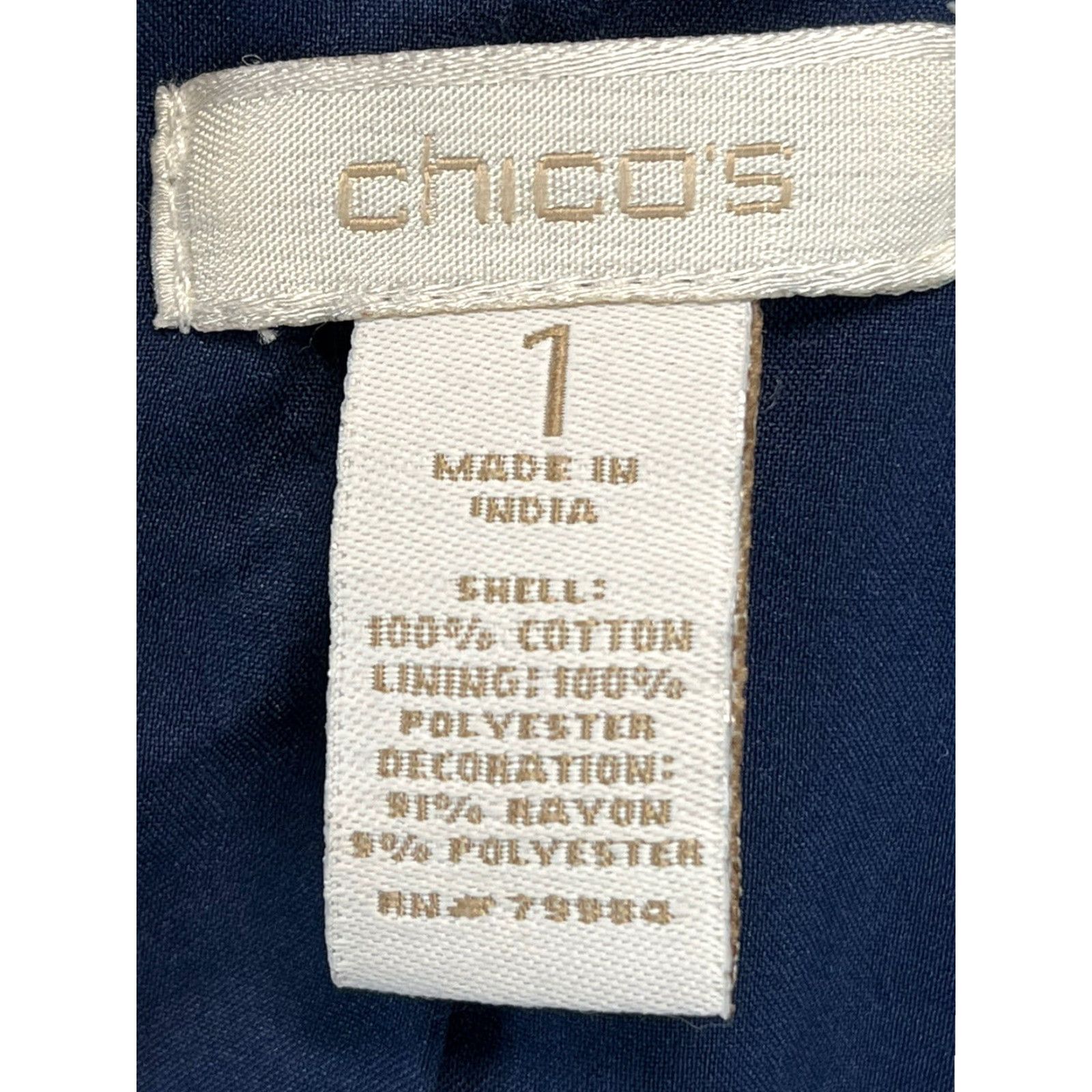 Vintage Chico’s Beauty Labelle Jacket Women Size 1 Blue Embroidered Mandarin Collar Size XS / US 0-2 / IT 36-38 - 6 Thumbnail