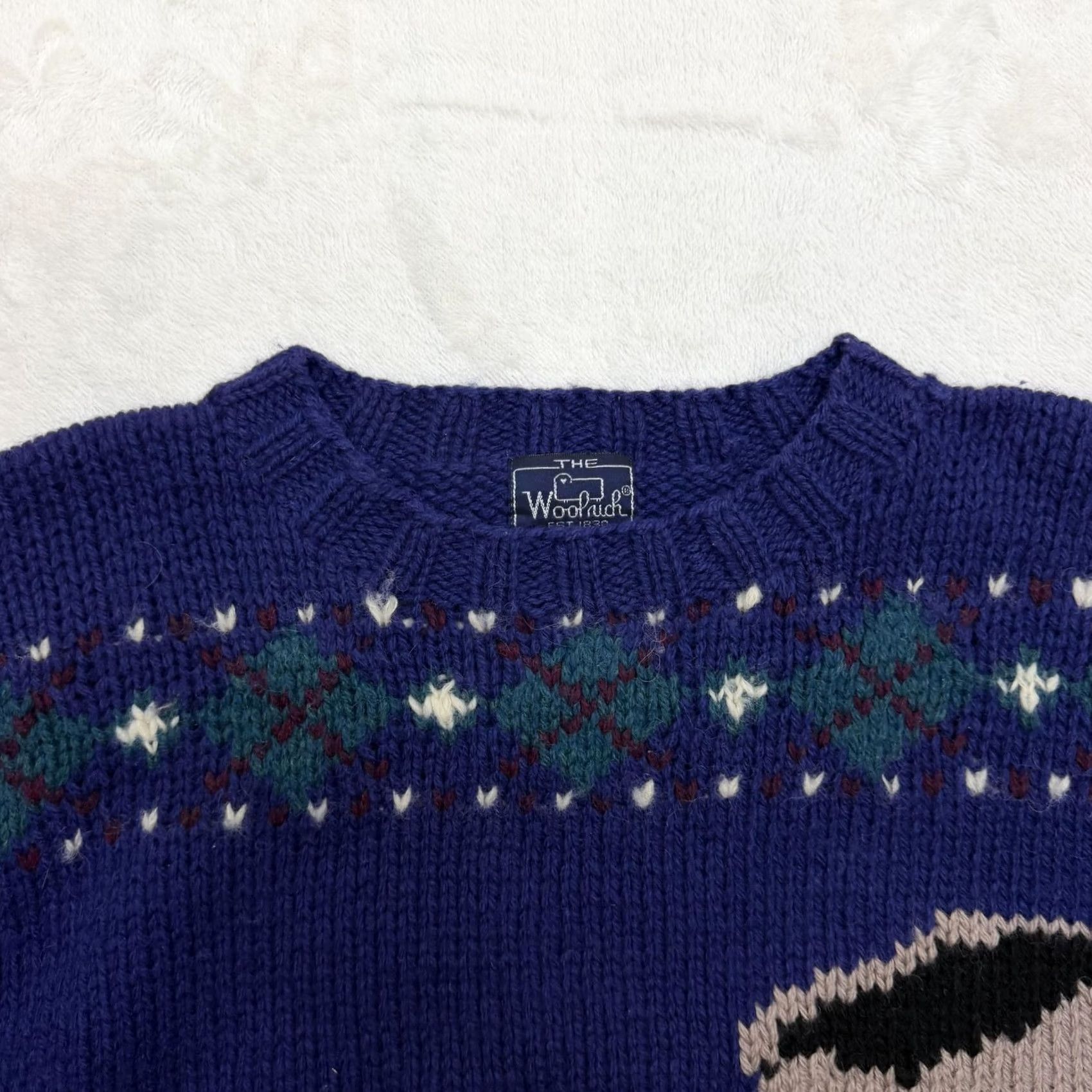 Vintage Woolrich Sweater Womens Medium Blue Dog Boot Graphic Argyle Pullover Knit Size M / US 6-8 / IT 42-44 - 3 Thumbnail