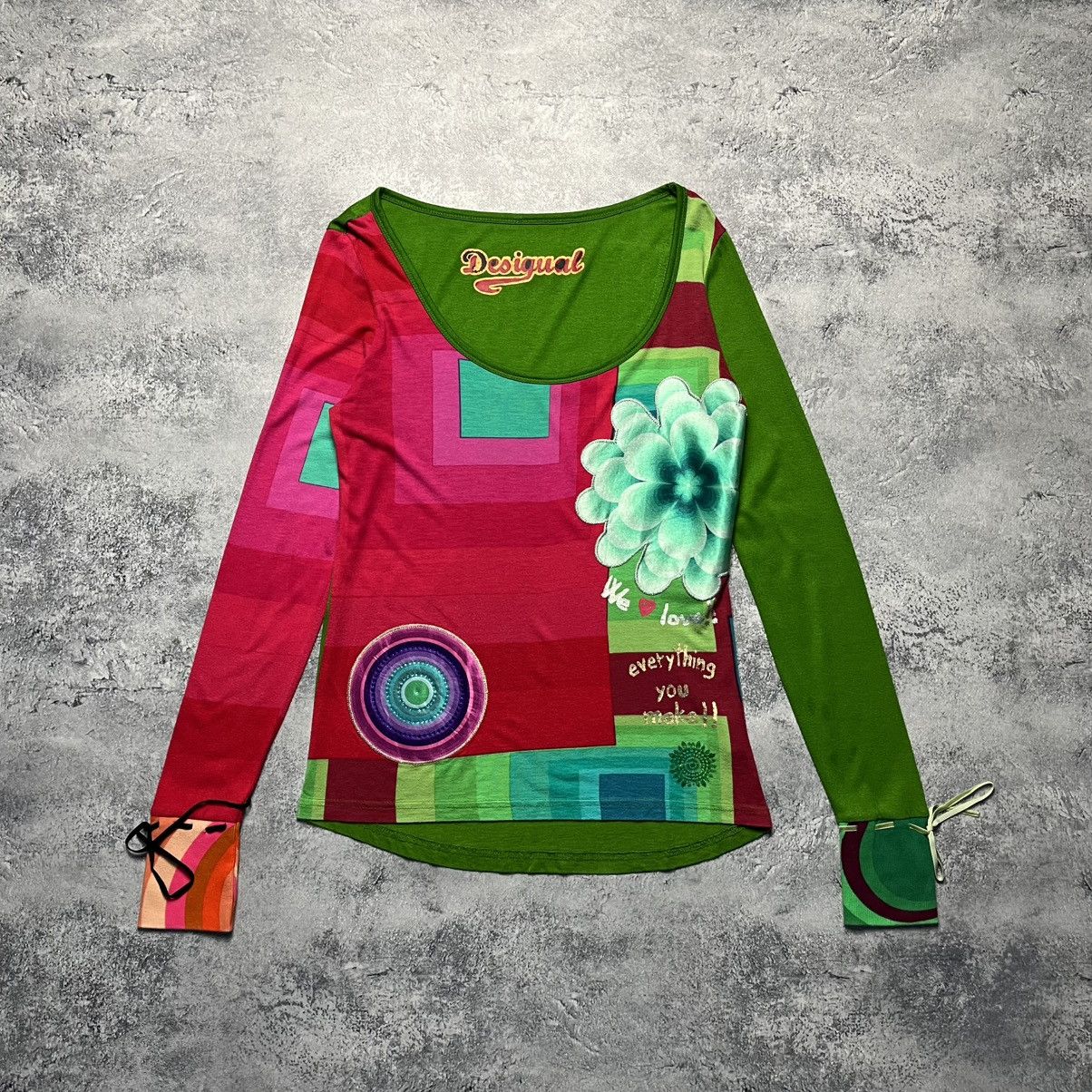 Desigual × Vintage Vintage Desigual Floral Longsleeve Avant-Garde Y2K Size M / US 6-8 / IT 42-44 - 1 Thumbnail