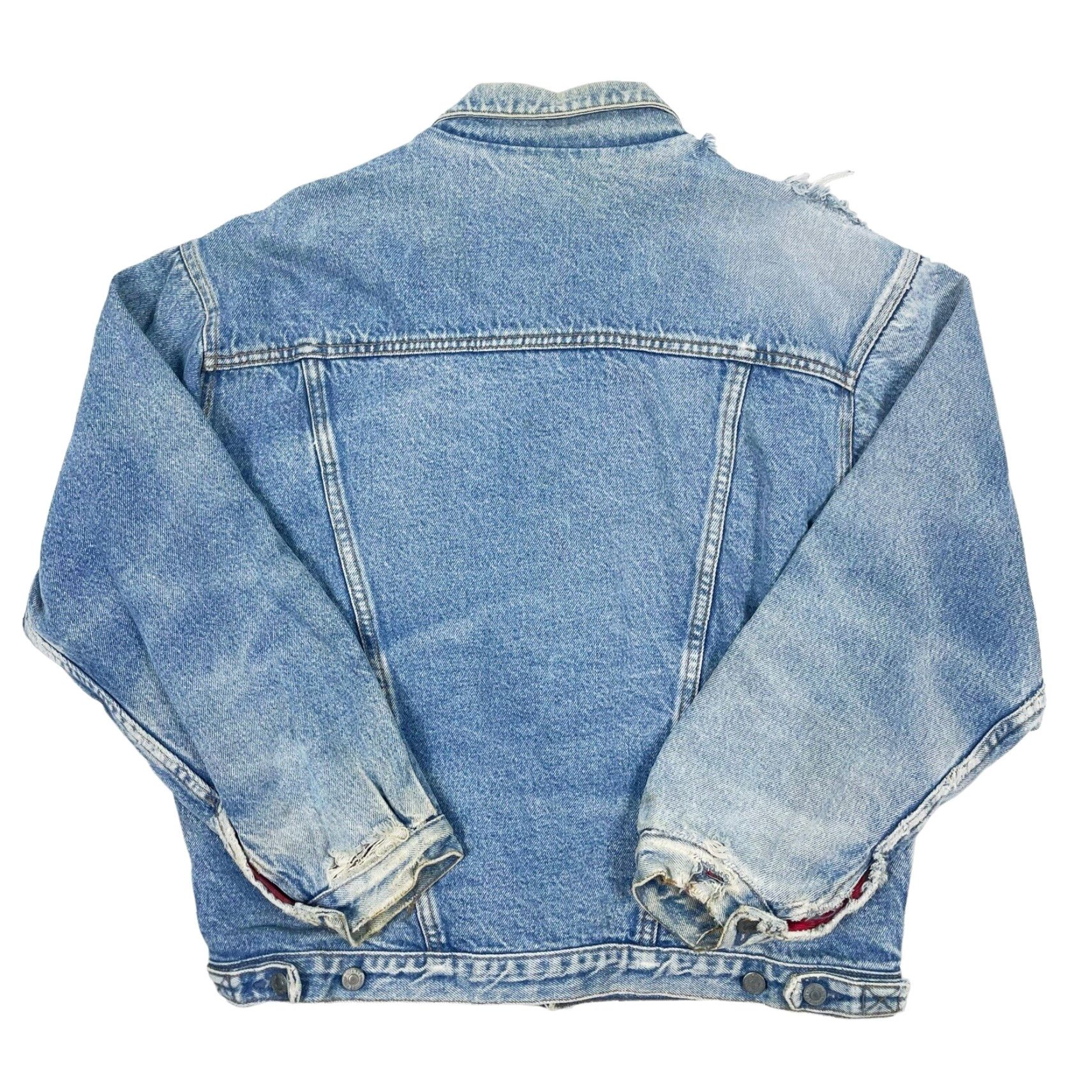 Gap VINTAGE Gap Denim Jacket Mens M Light Blue Denim Lined 90s Distressed Plaid Button Collar Jean Jacket Size US M / EU 48-50 / 2 - 5 Thumbnail