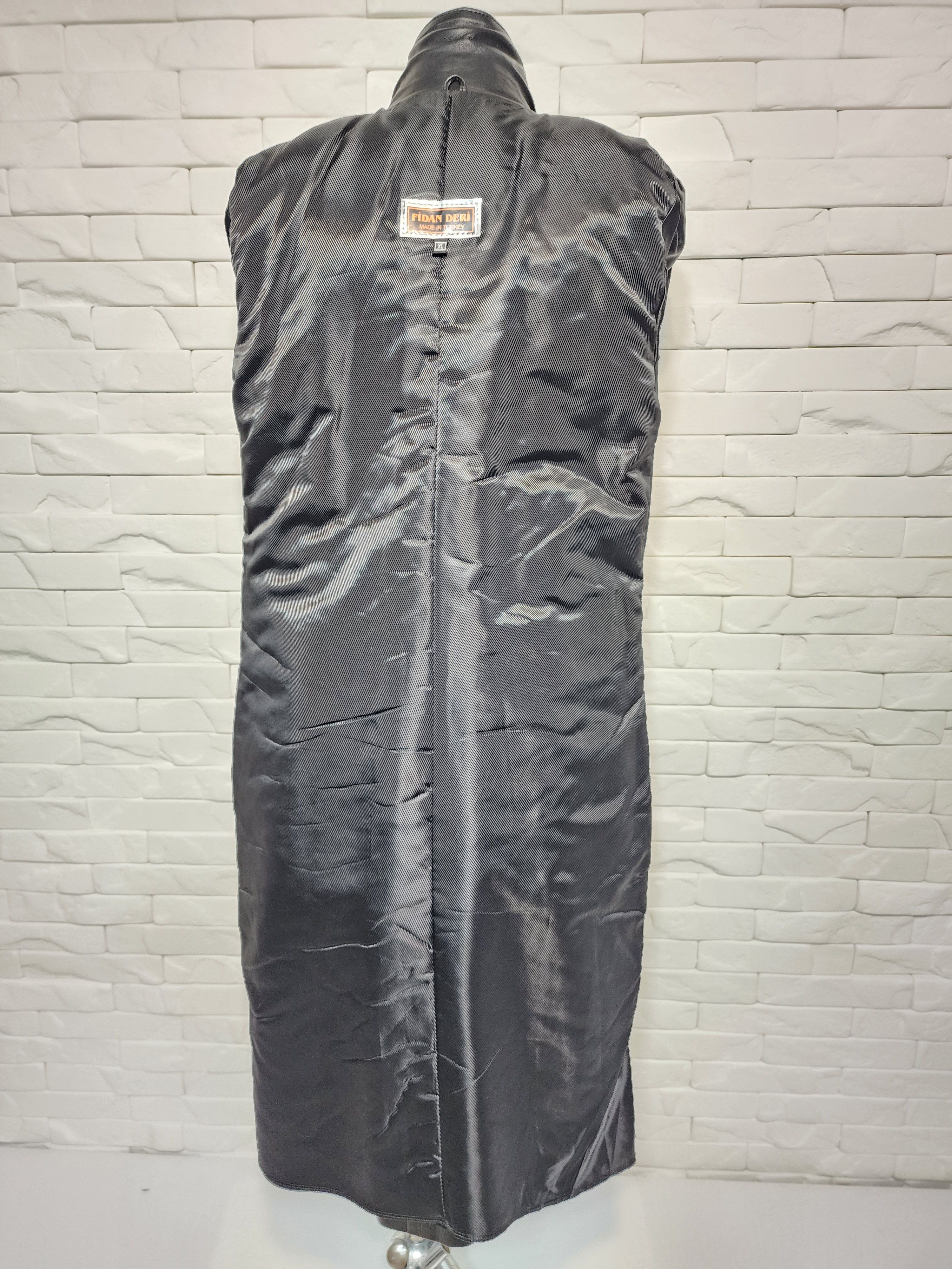 Designer Black Genuine Leather Long Jacket: Elegant Women's Coat Size M / US 6-8 / IT 42-44 - 7 Thumbnail