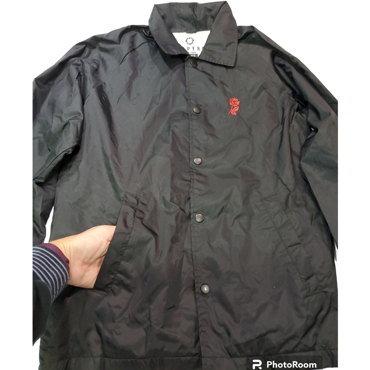 Empyre Empyre | Rose Embroidered Black Coach's Windbreaker| XL Size XL / US 12-14 / IT 48-50 - 3 Thumbnail