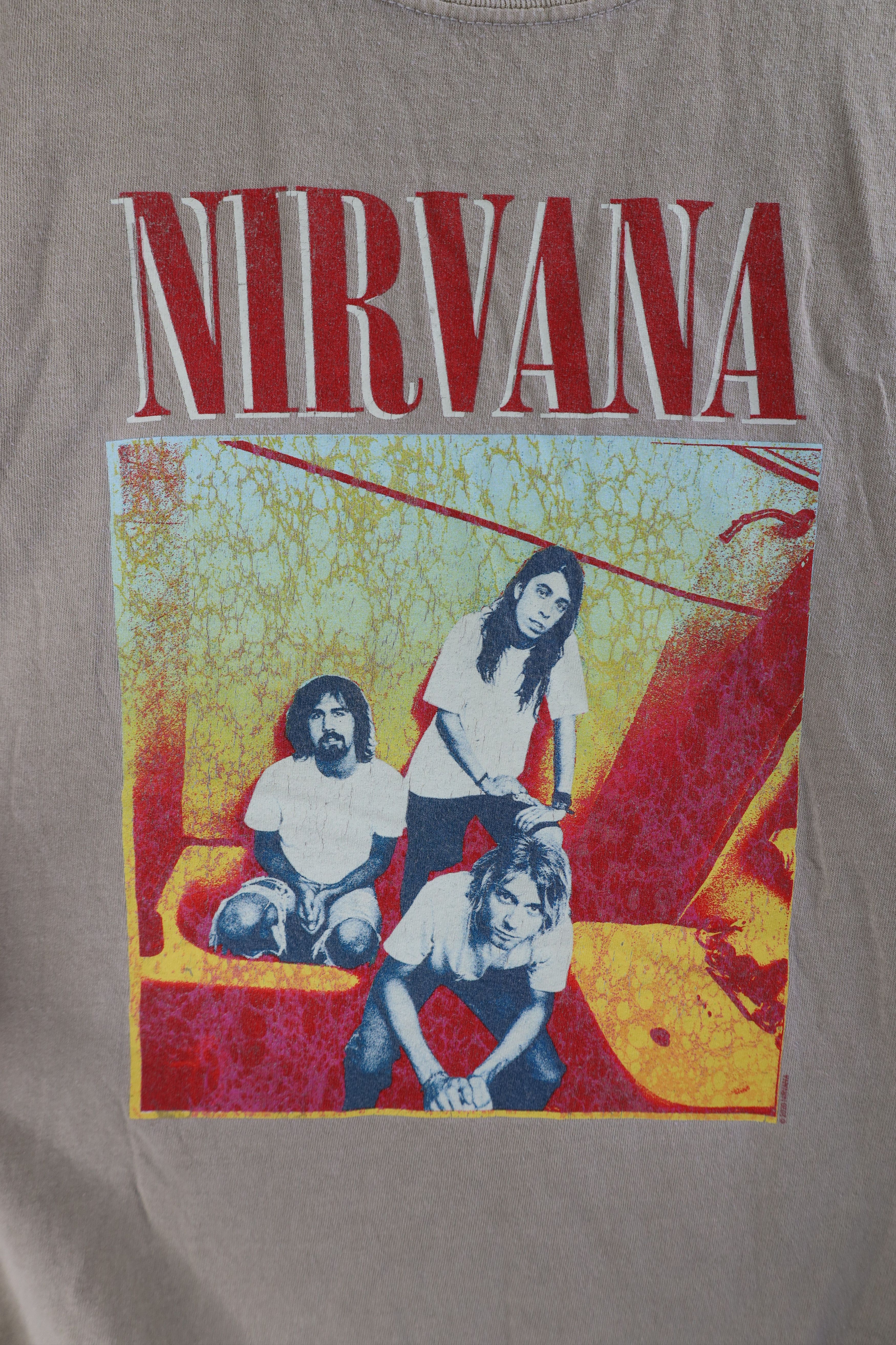 Vintage Vintage Y2K Retro Nirvana Band Short Sleeve T-Shirt Beige Size S / US 4 / IT 40 - 4 Thumbnail