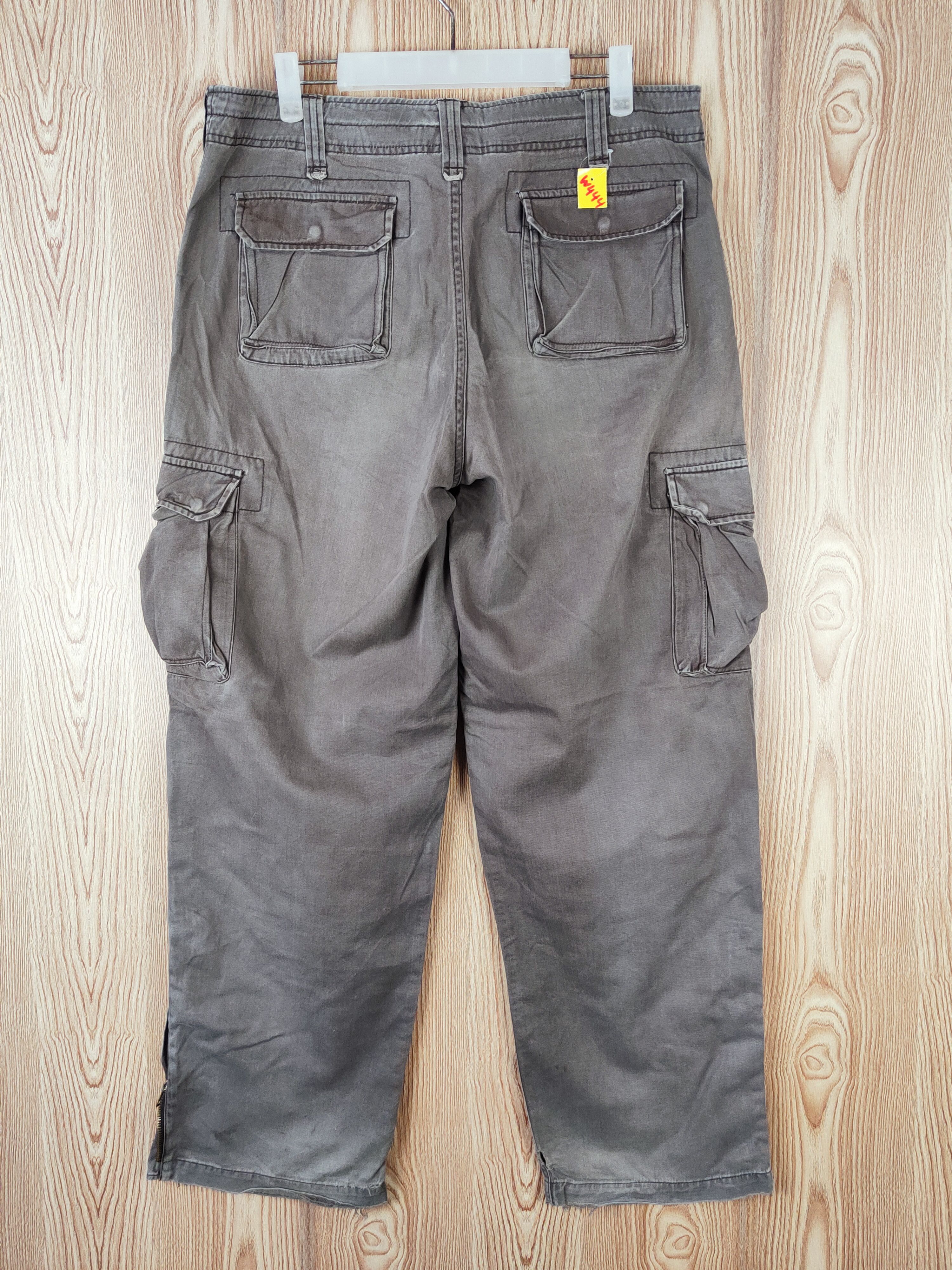 Japanese Brand Plusmore Dark Brown Faded Multipocket Cargo Pants #w444 Size US 33 - 8 Thumbnail