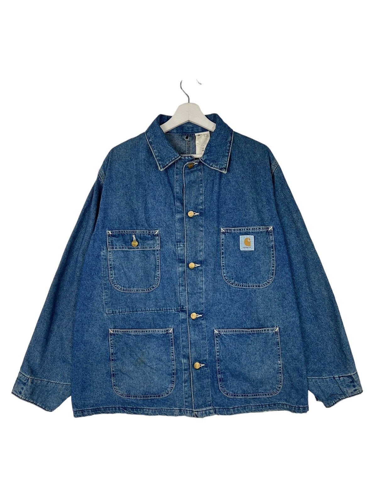 Carhartt 💥 VINTAGE CARHARTT DENIM CHORE JACKET MADE IN USA Size US L / EU 52-54 / 3 - 1 Thumbnail