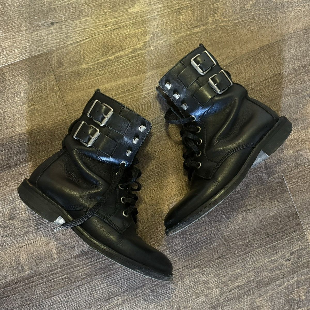 image of Archival Clothing x Raf Simons 05 Buckle Boots in Black, Men's (Size 8)