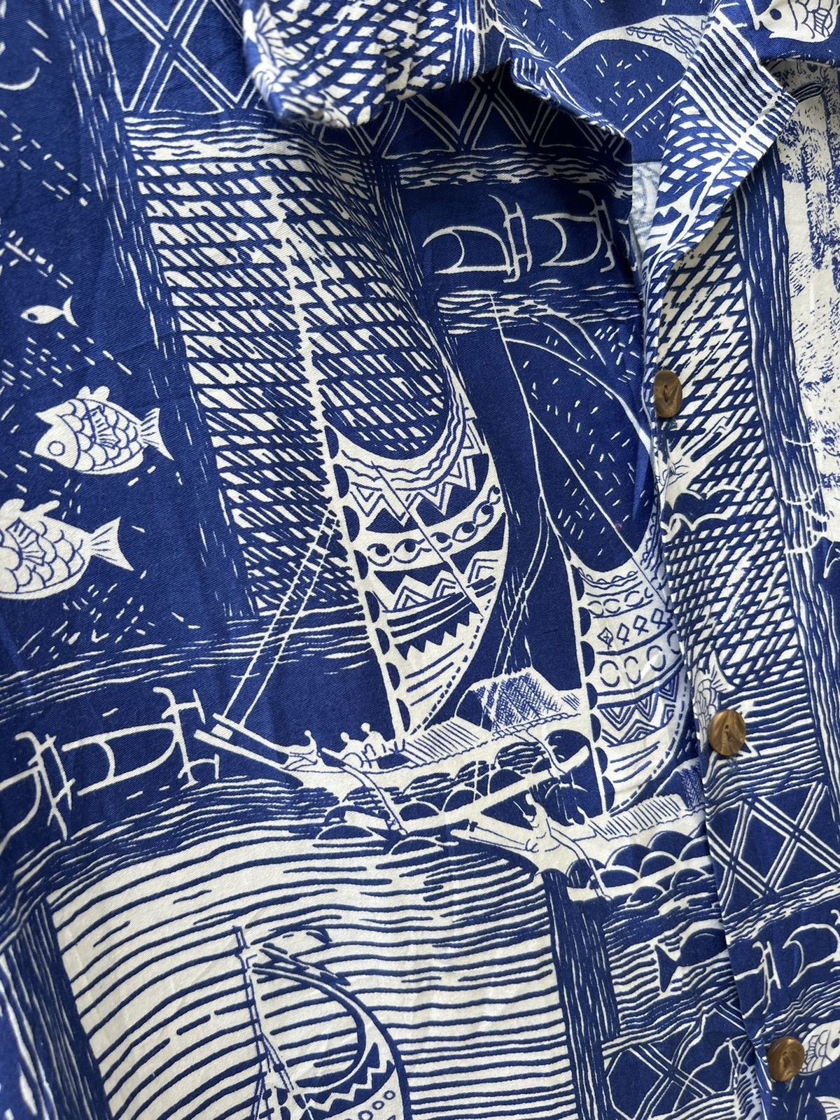 Diamond Head Vintage 60s Diamond Head Sportswear Blue Hawaiian Shirt Size US M / EU 48-50 / 2 - 14 Thumbnail
