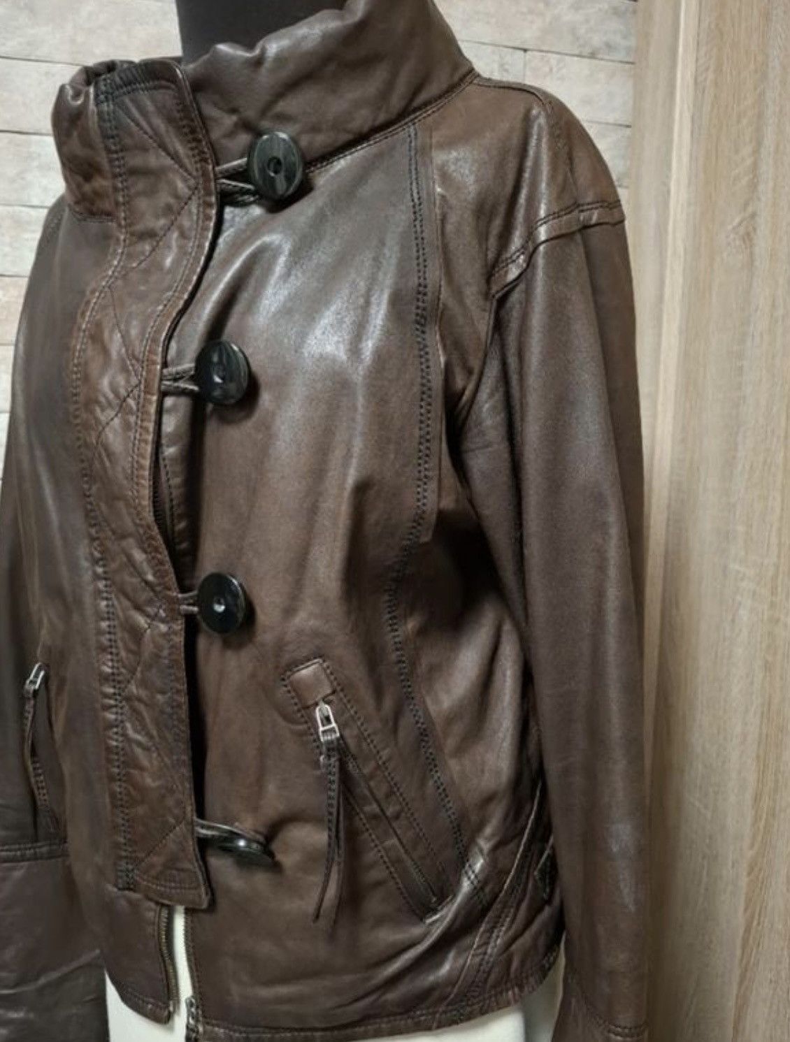GOA Vintage Bono Big Neck Real Soft Leather G.O.A Style Jacket Size US M / EU 48-50 / 2 - 2 Thumbnail
