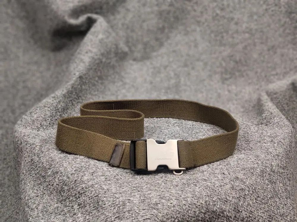 Pre-owned Dolce & Gabbana Vintage  Military Canvas Buckle Belt In Green