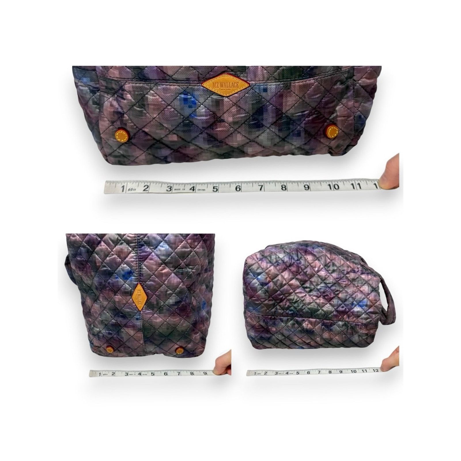 MZ Wallace MZ Wallace Oxford Metro Tote Bag Pixel Print Medium Purple Size ONE SIZE - 9 Thumbnail