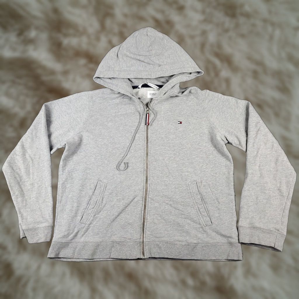 Tommy Hilfiger Tommy Hilfiger Full Zip Hoodie Sweater Womens Large Gray Cotton Blend Size L / US 10 / IT 46 - 1 Thumbnail