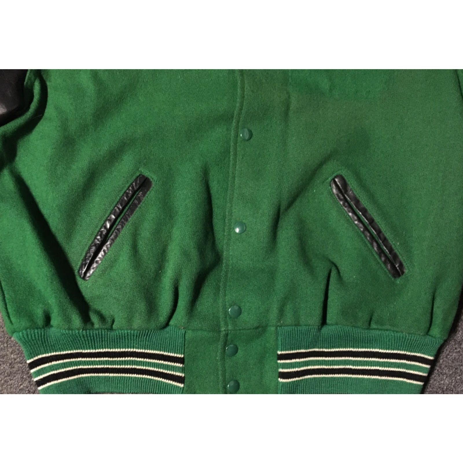 Vintage VINTAGE Neff Varsity Club Jacket XL Green Wool Striped Bomber Men's 70s 80s School Track Football Grunge Cal State USA Size US XL / EU 56 / 4 - 3 Thumbnail