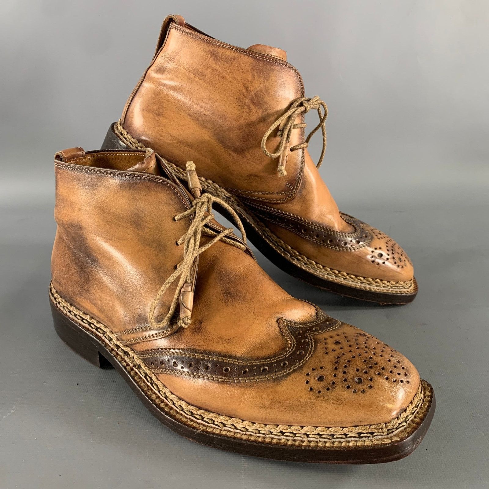 Bettanin & Venturi BETTANIN & VENTURI Size 8 Tan Brown Leather Spectator Boots Size US 8 / EU 41 - 1 Thumbnail