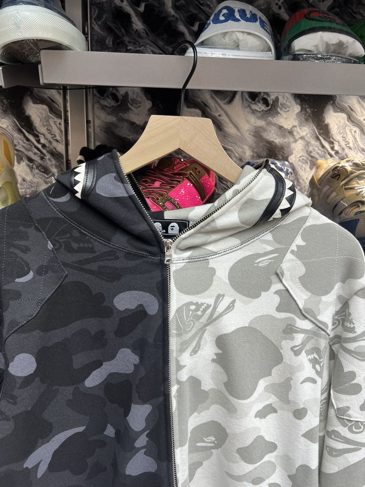 Bape Bape x NEIGHBORHOOD Split Camo Shark Hoodie Size US XL / EU 56 / 4 - 11 Thumbnail
