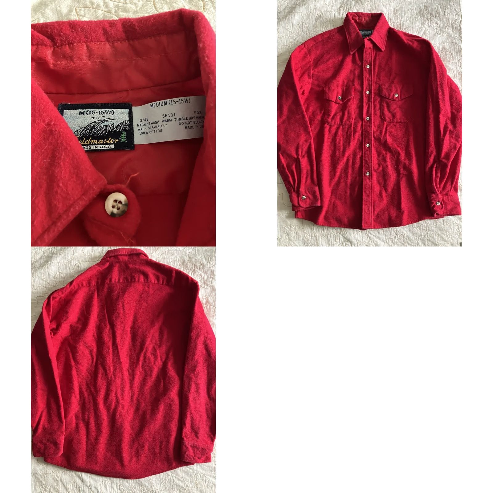 Vintage VINTAGE Fieldmaster Shirt Men's M Medium Solid Red Flannel Button Down Soft Size US M / EU 48-50 / 2 - 8 Thumbnail