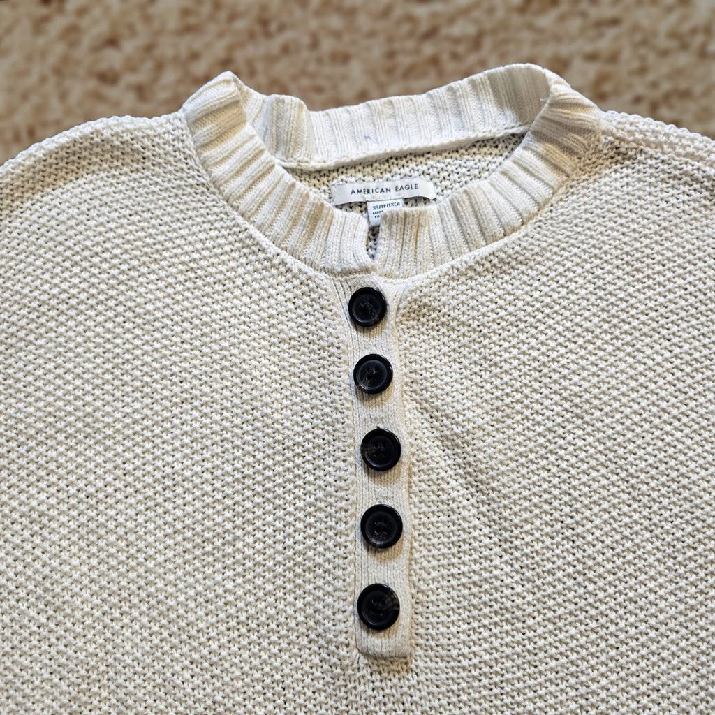 American Eagle Outfitters American Eagle Sweater Womens XS Beige Henley Colorblock Capsule Casual Shirt Size XS / US 0-2 / IT 36-38 - 1 Thumbnail