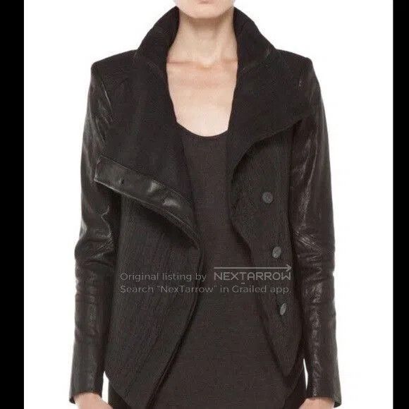 Other Flap Collar Leather Wool Jacket. Size US M / EU 48-50 / 2 - 3 Thumbnail