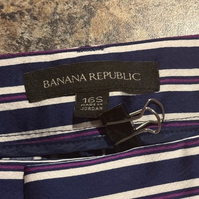Banana Republic Banana Republic Avery Crop Pants Stripe Blue 16S Office Size 38" / US 16 / IT 52 - 3 Thumbnail