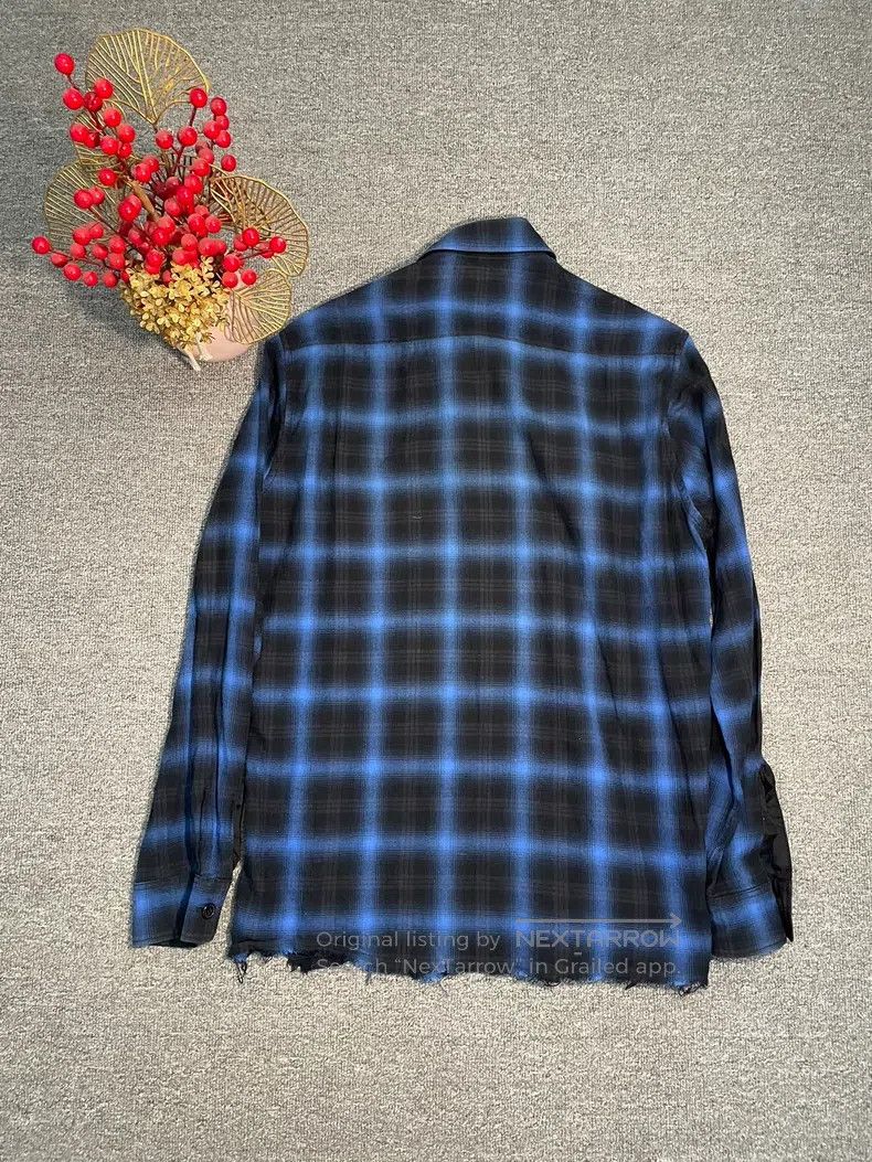 Saint Laurent Paris Saint Laurent Paris Blue and Black Ombre Hem Fringe Distre Size US XL / EU 56 / 4 - 6 Thumbnail
