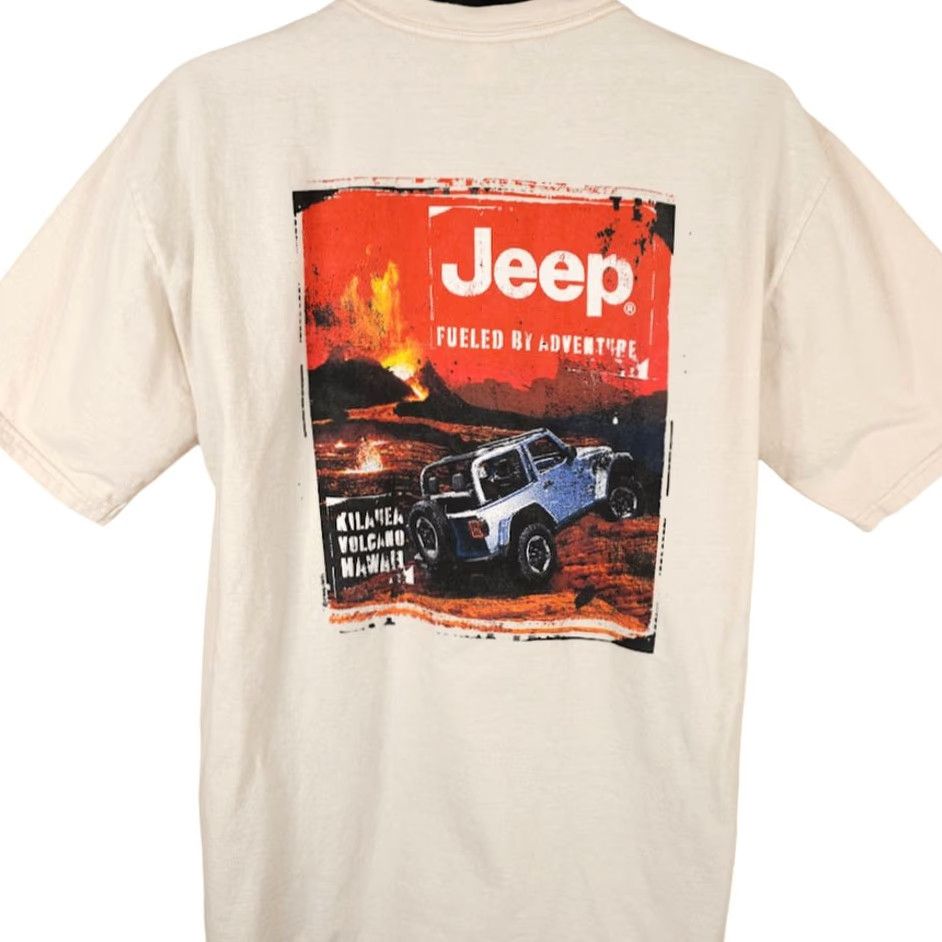 Jeep Jeep T Shirt Mens Large Beige Graphic Tee Travel Adventure Skin Coconut Dyed Fueld By Adventure Size US L / EU 52-54 / 3 - 4 Thumbnail
