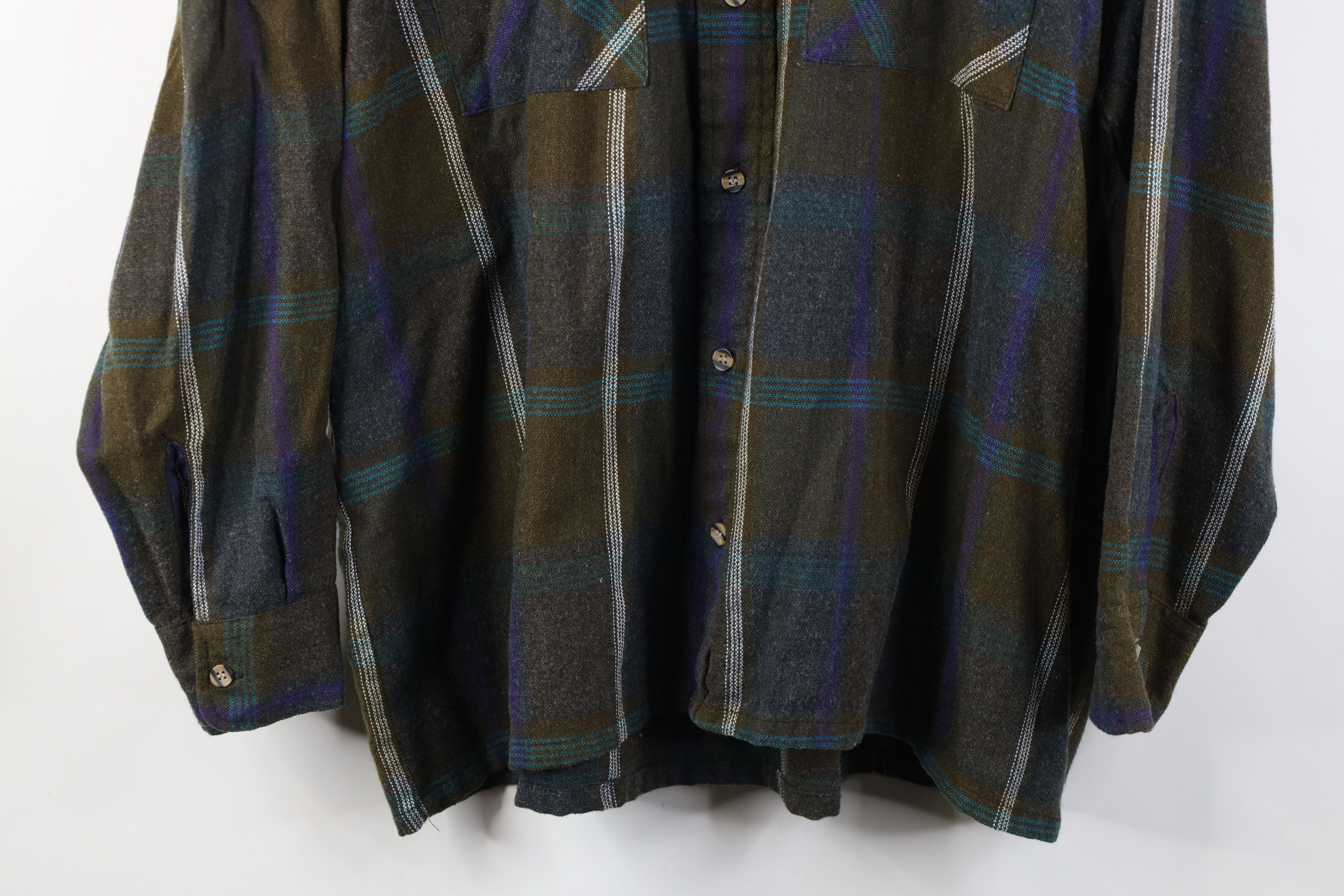 Vintage Vintage 70s 80s Streetwear Knit Collared Button Shirt Plaid Size US XL / EU 56 / 4 - 3 Thumbnail